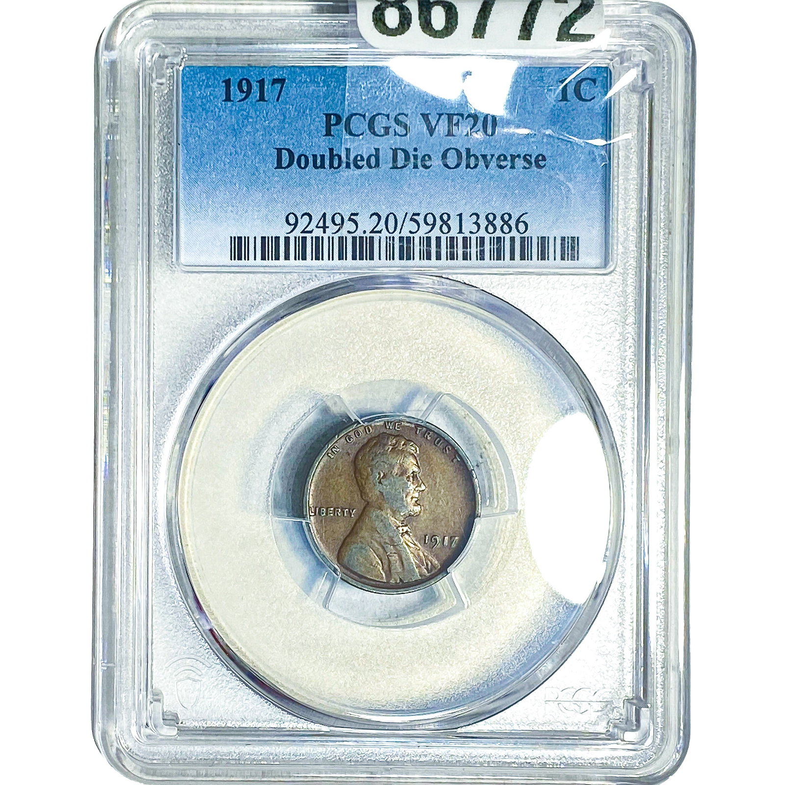 1917 Wheat Cent PCGS VF20 DDO: 1917 Wheat Cent PCGS VF20 DDO