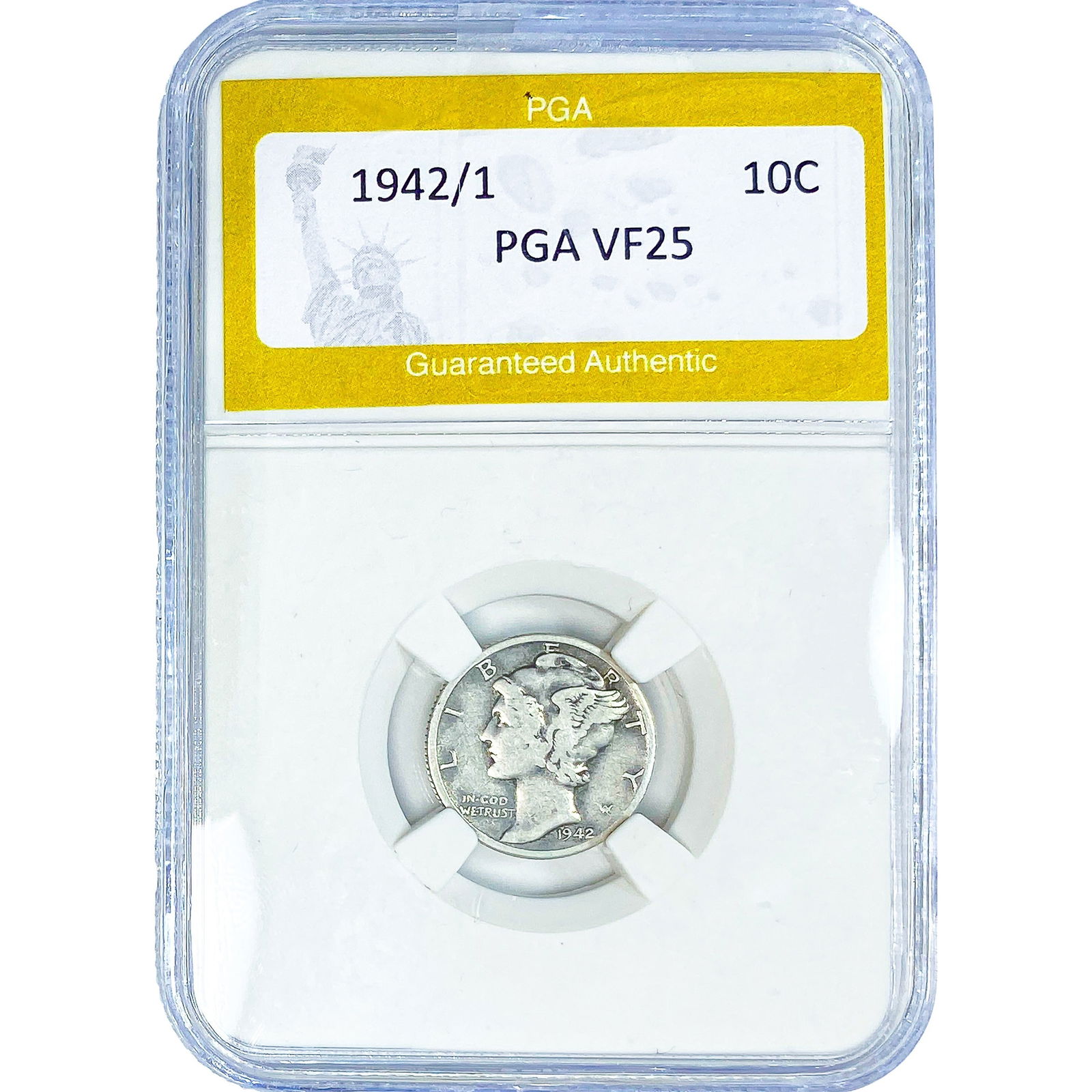 1942/1 Mercury Silver Dime PGA VF25: 1942/1 Mercury Silver Dime PGA VF25