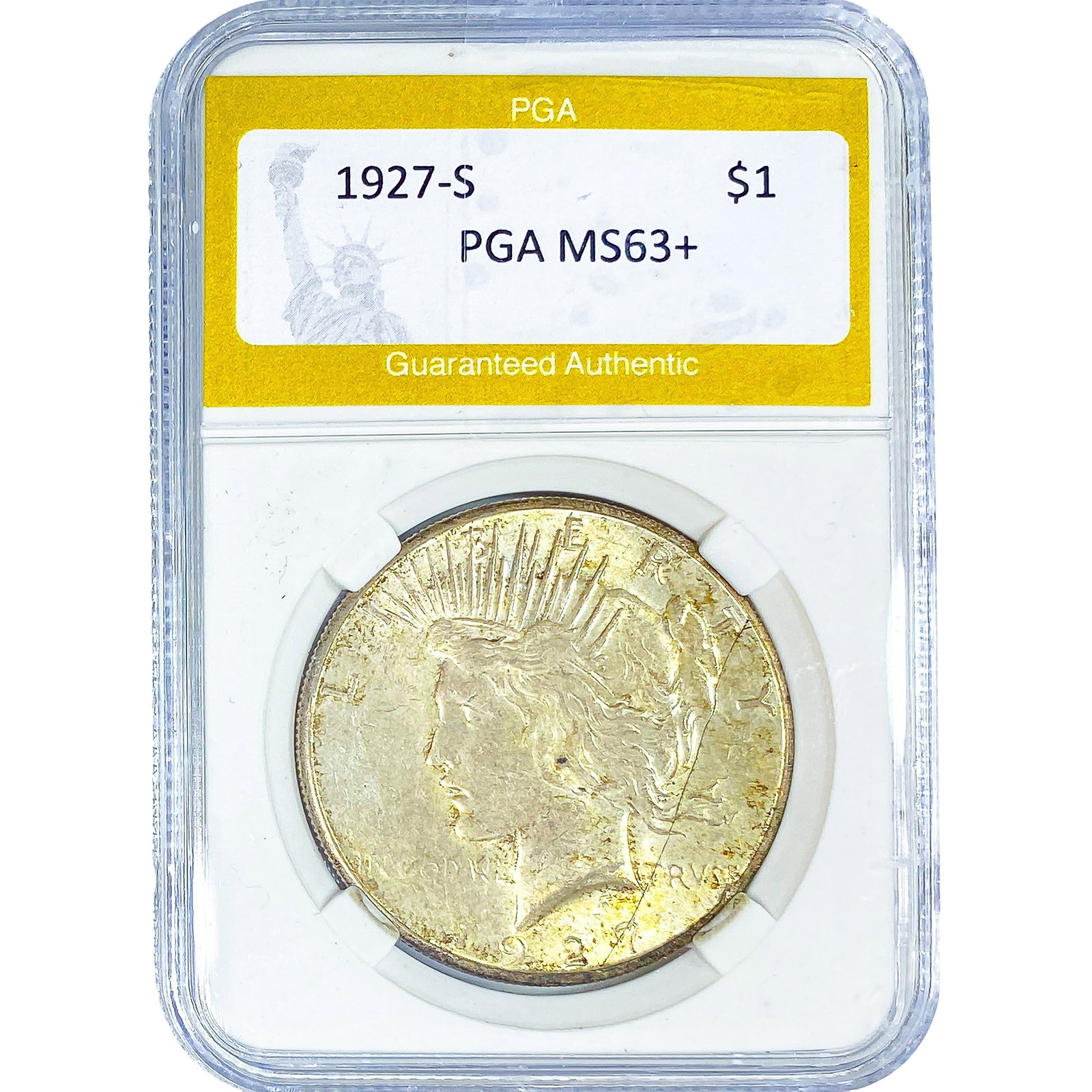 1927-S Silver Peace Dollar PGA MS63+: 1927-S Silver Peace Dollar PGA MS63+