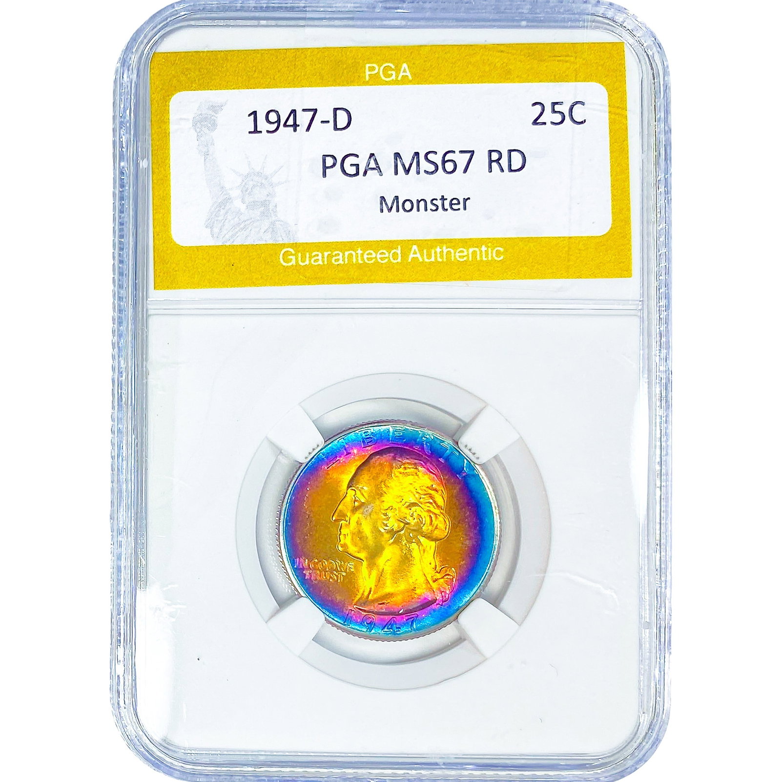 1947-D Washington Silver Quarter PGA MS67 RD Monster: 1947-D Washington Silver Quarter PGA MS67 RD Monster