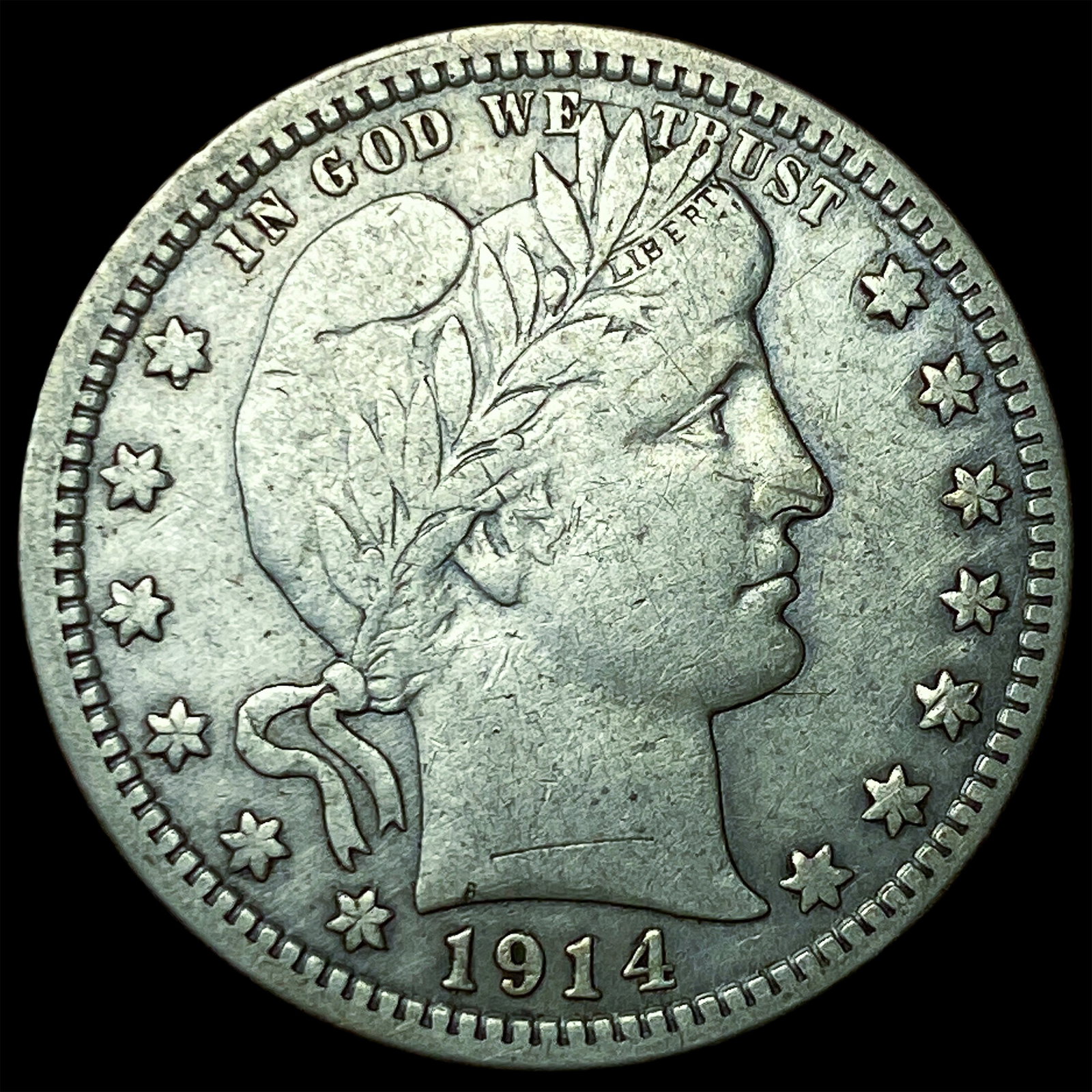 1914 Silver Barber Quarter NEARLY UNCIRCULATED (1 of 2)
