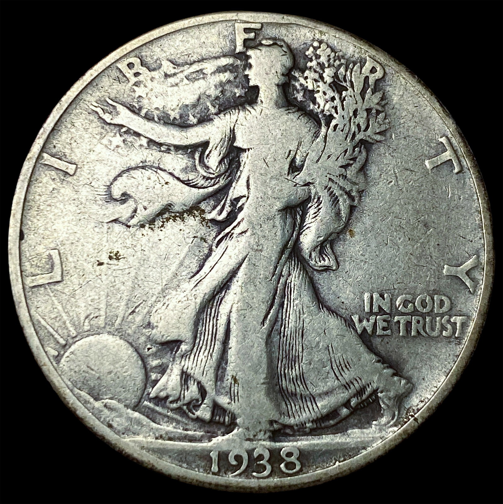 1938-D Silver Walking Liberty Half Dollar NEARLY UNCIRCULATED: 1938-D Silver Walking Liberty Half Dollar NEARLY UNCIRCULATED