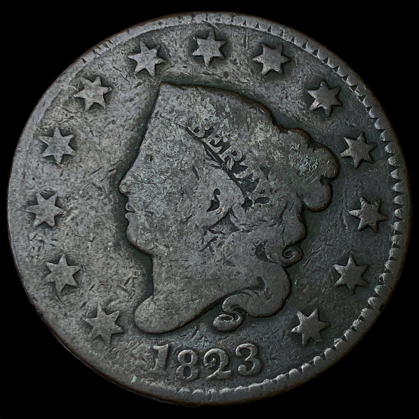 1823 Coronet Head Large Cent LIGHTLY CIRCULATED (1 of 2)