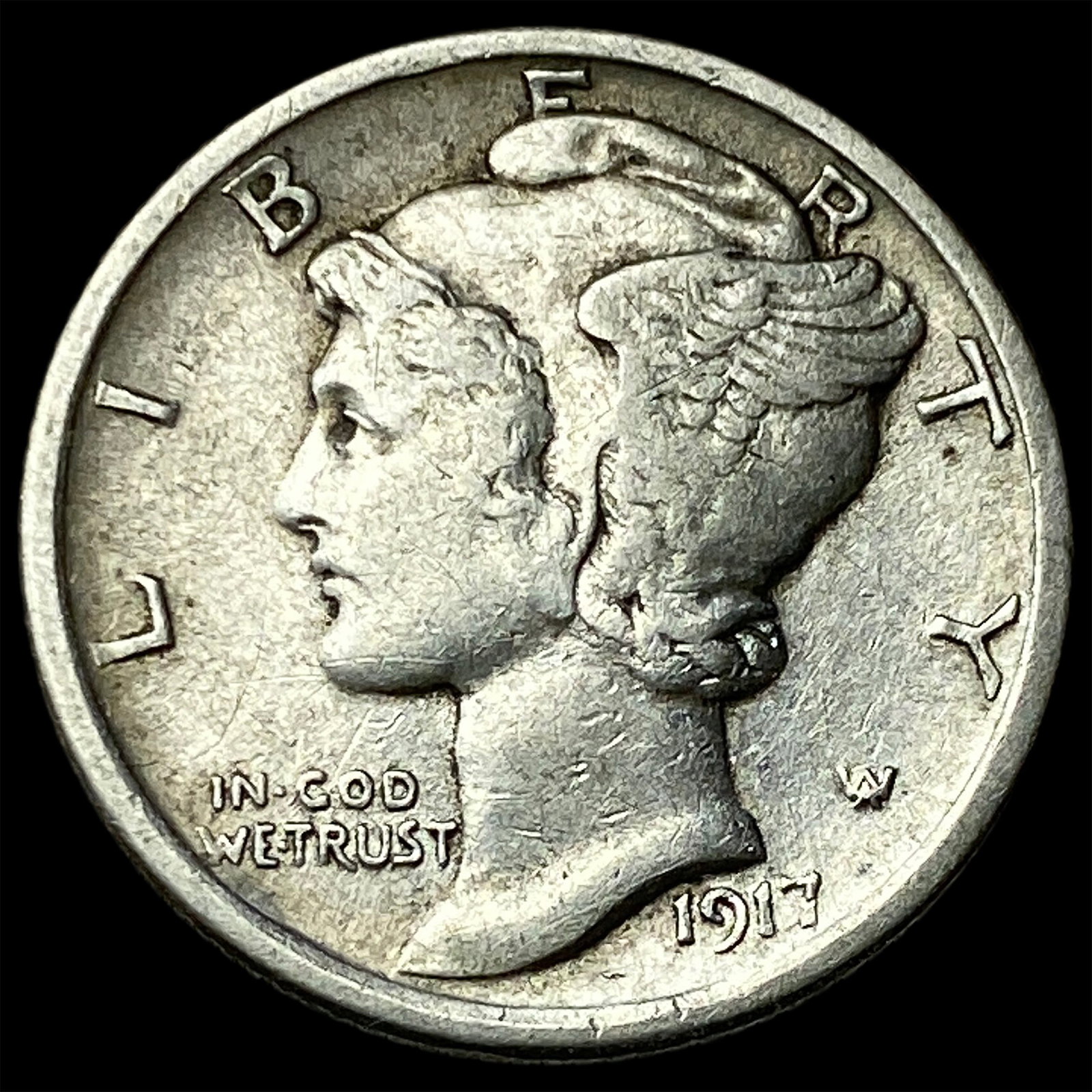 1917-D Silver Mercury Dime CLOSELY UNCIRCULATED (1 of 2)