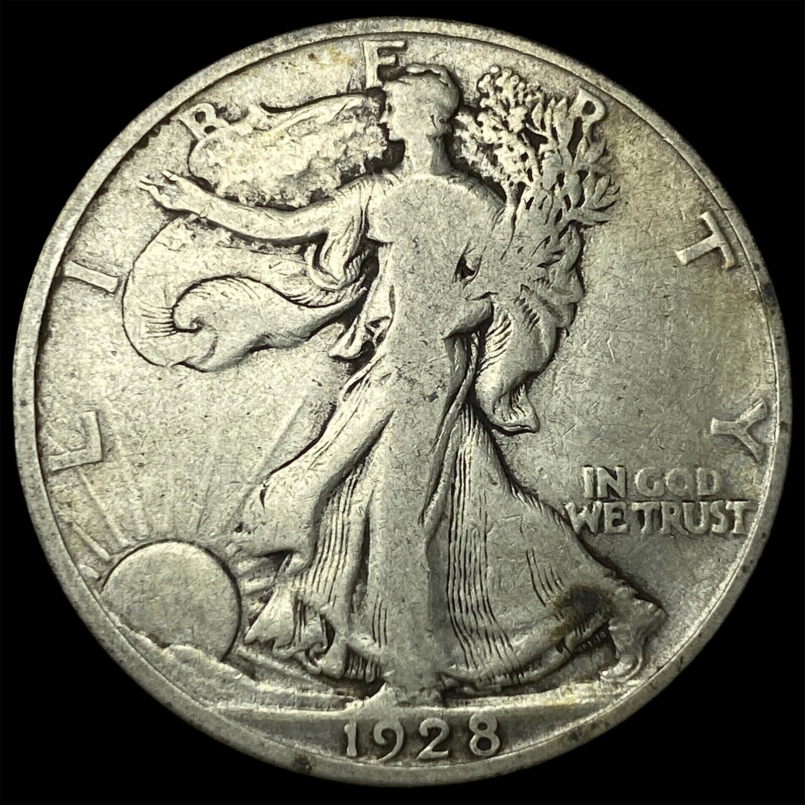 1928-S Silver Walking Liberty Half Dollar LIGHTLY CIRCULATED: 1928-S Silver Walking Liberty Half Dollar LIGHTLY CIRCULATED