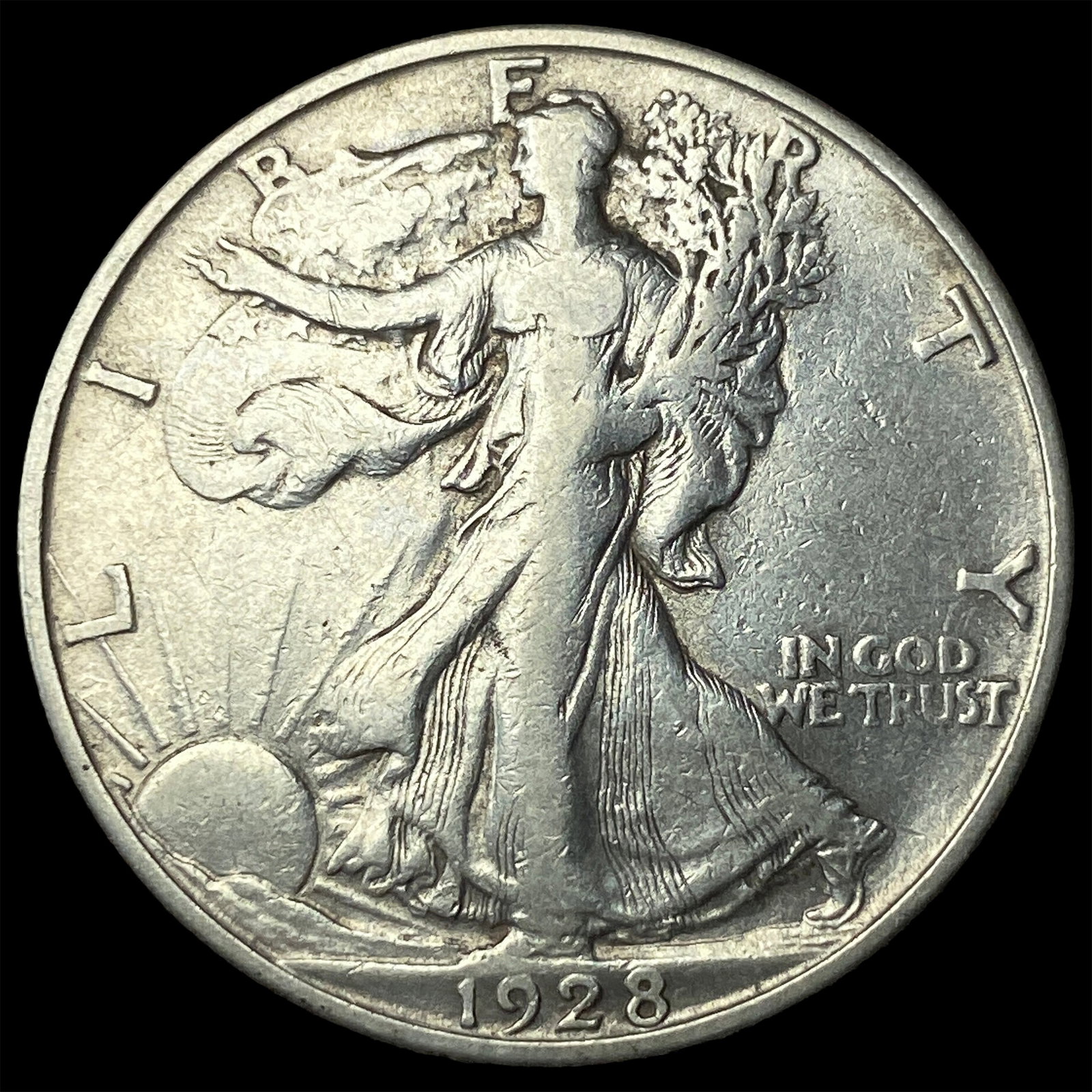 1928-S Silver Walking Liberty Half Dollar CLOSELY UNCIRCULATED: 1928-S Silver Walking Liberty Half Dollar CLOSELY UNCIRCULATED