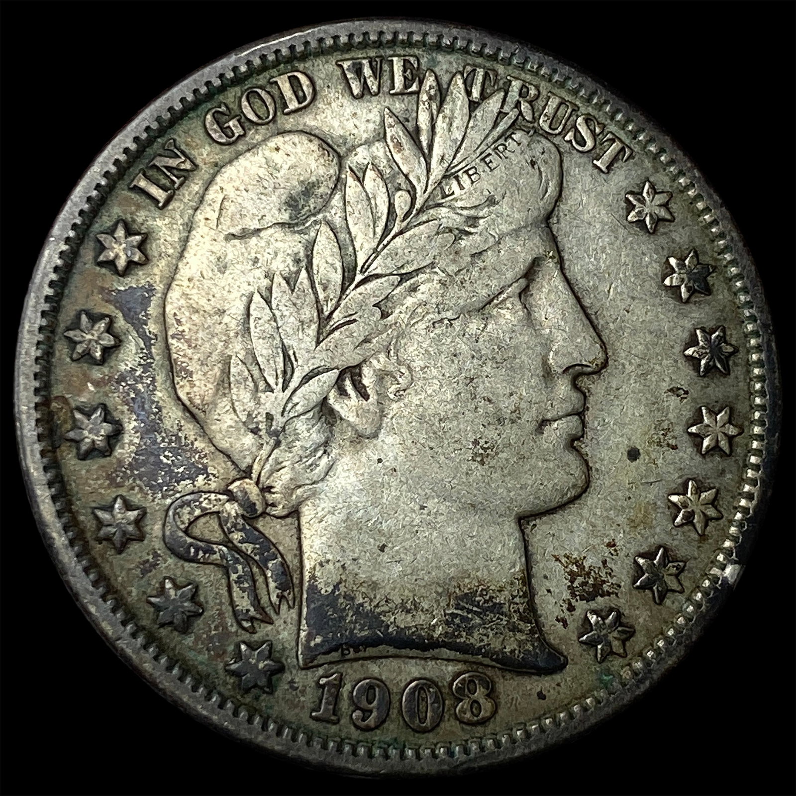 1908 Silver Half Dollar Barber NEARLY UNCIRCULATED (1 of 2)