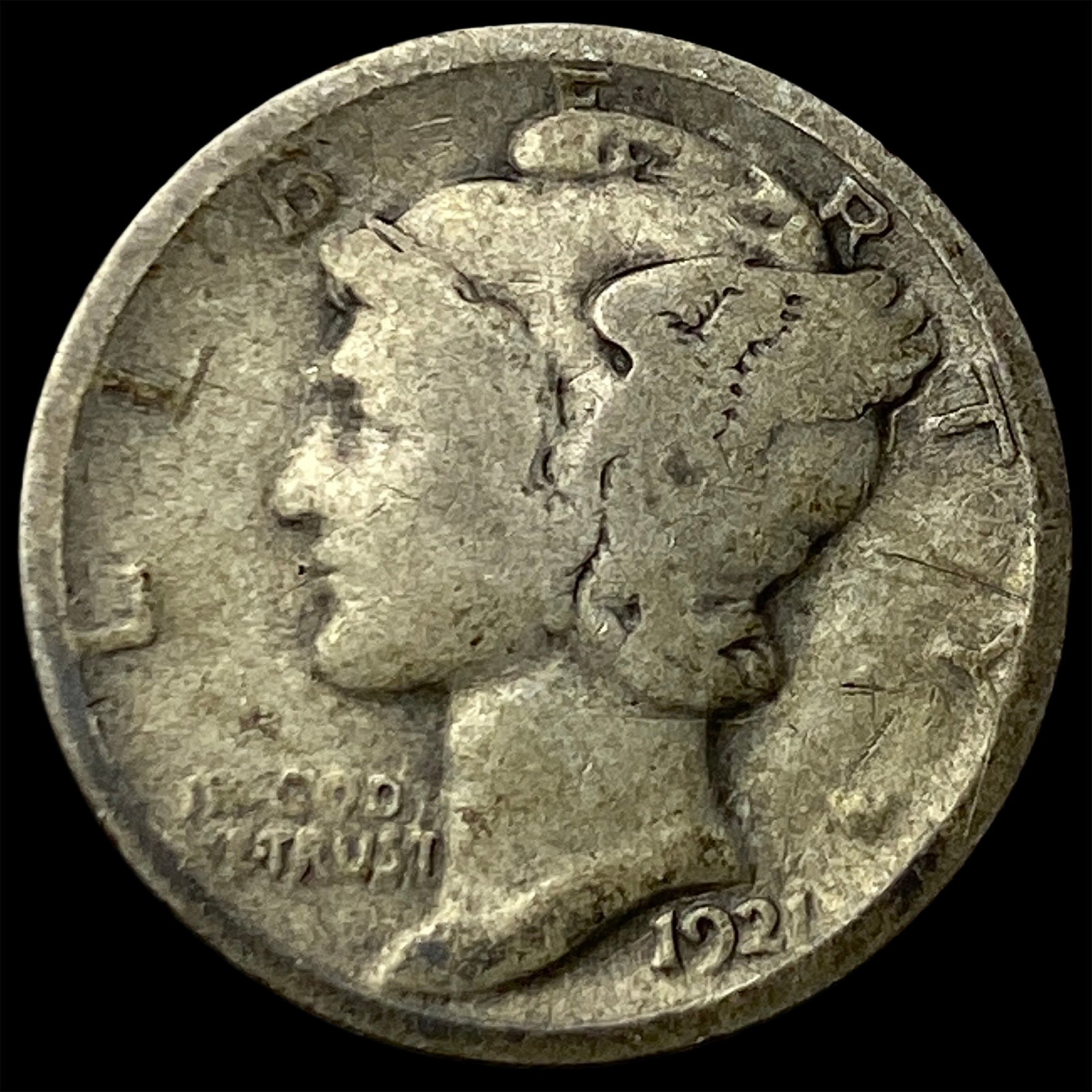 1921 Silver Mercury Dime LIGHTLY CIRCULATED (1 of 2)