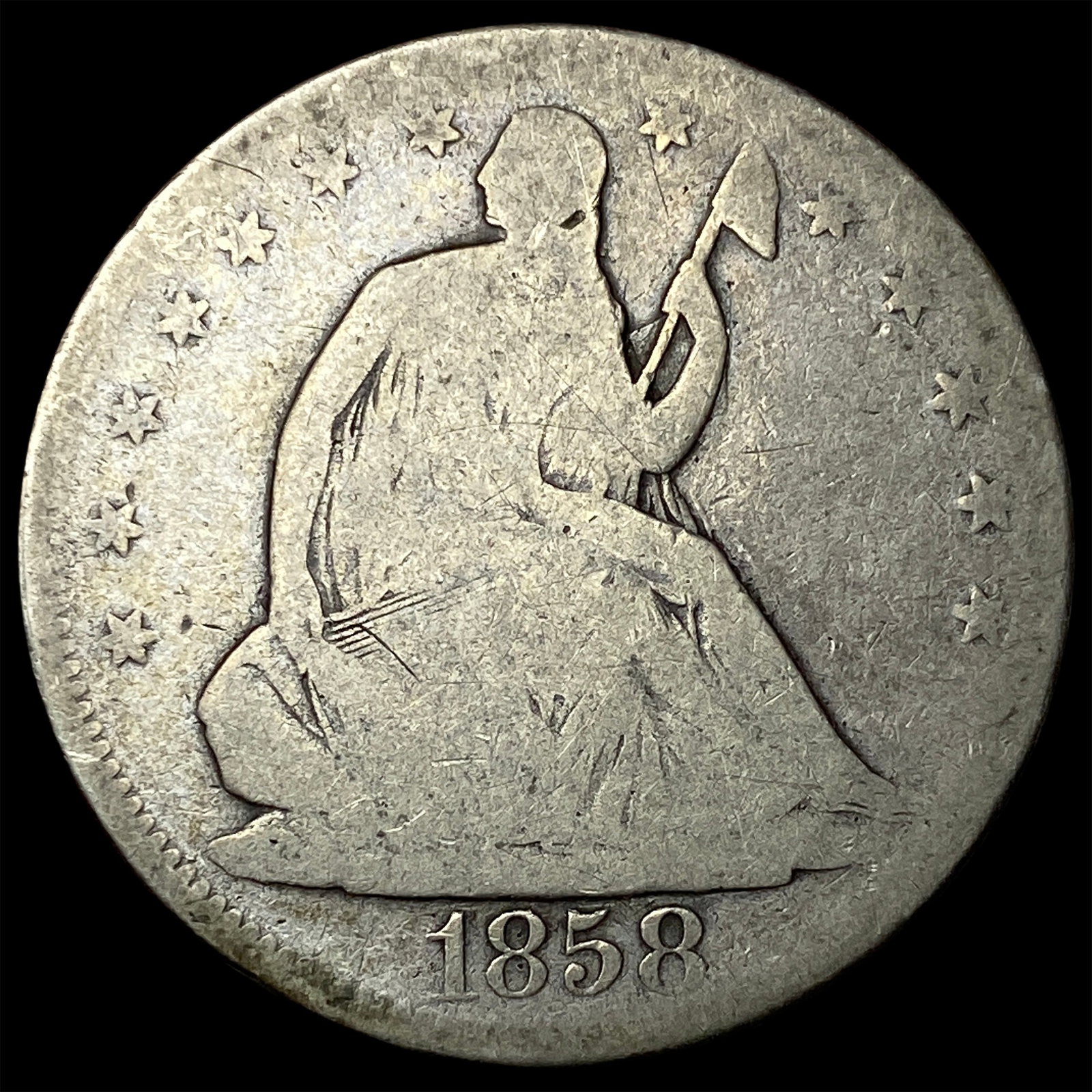 1858 Seated Liberty Half Dollar NICELY CIRCULATED (1 of 2)