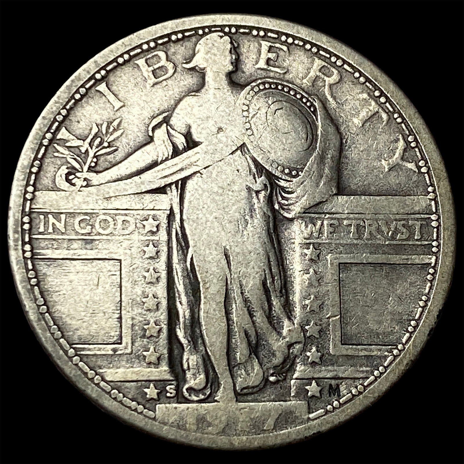 1927-S Silver Standing Liberty Quarter LIGHTLY CIRCULATED: 1927-S Silver Standing Liberty Quarter LIGHTLY CIRCULATED