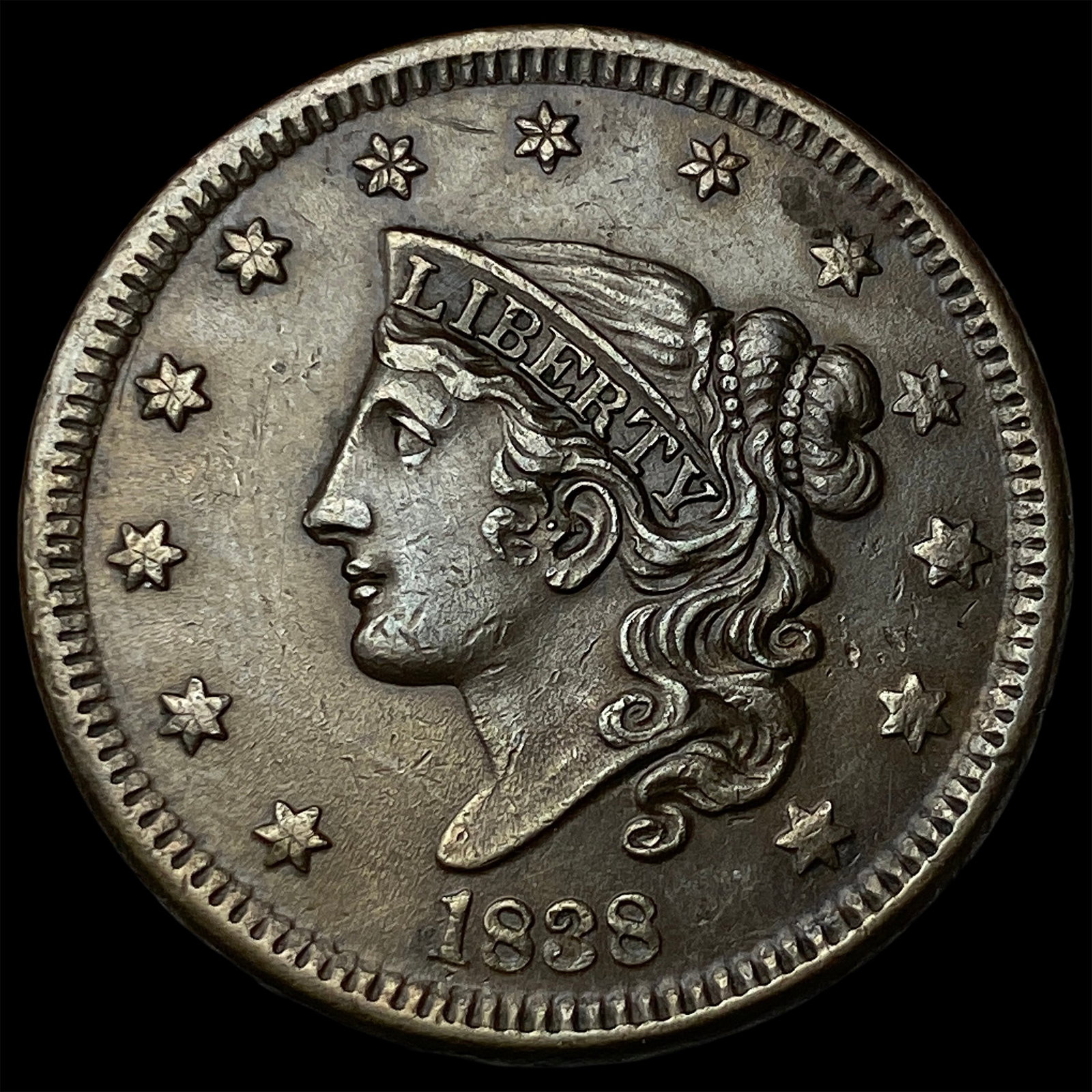 1838 Coronet Head Large Cent CLOSELY UNCIRCULATED (1 of 2)