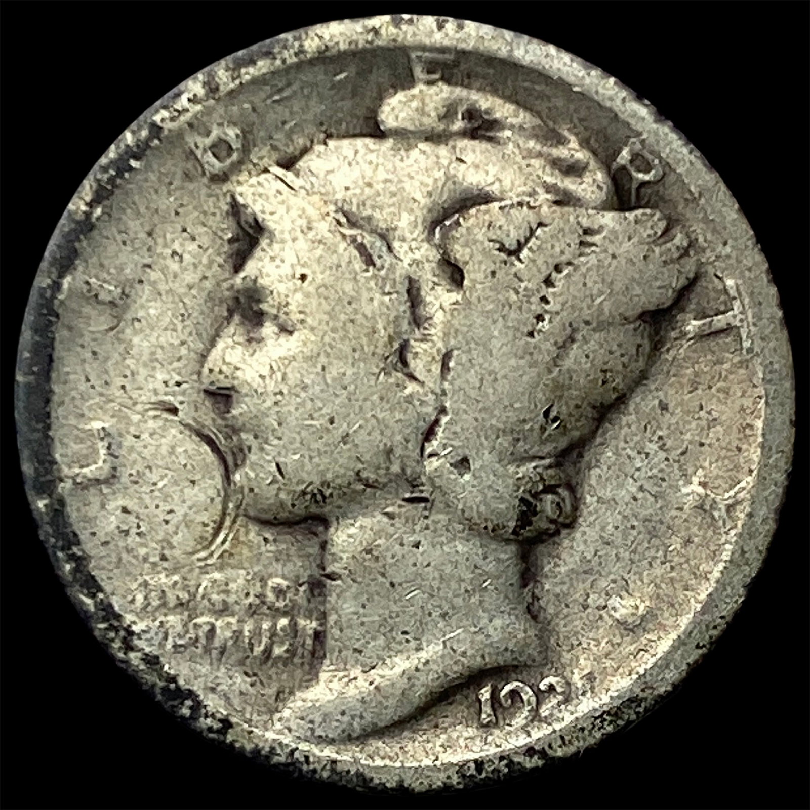 1923-S Silver Mercury Dime NICELY CIRCULATED: 1923-S Silver Mercury Dime NICELY CIRCULATED