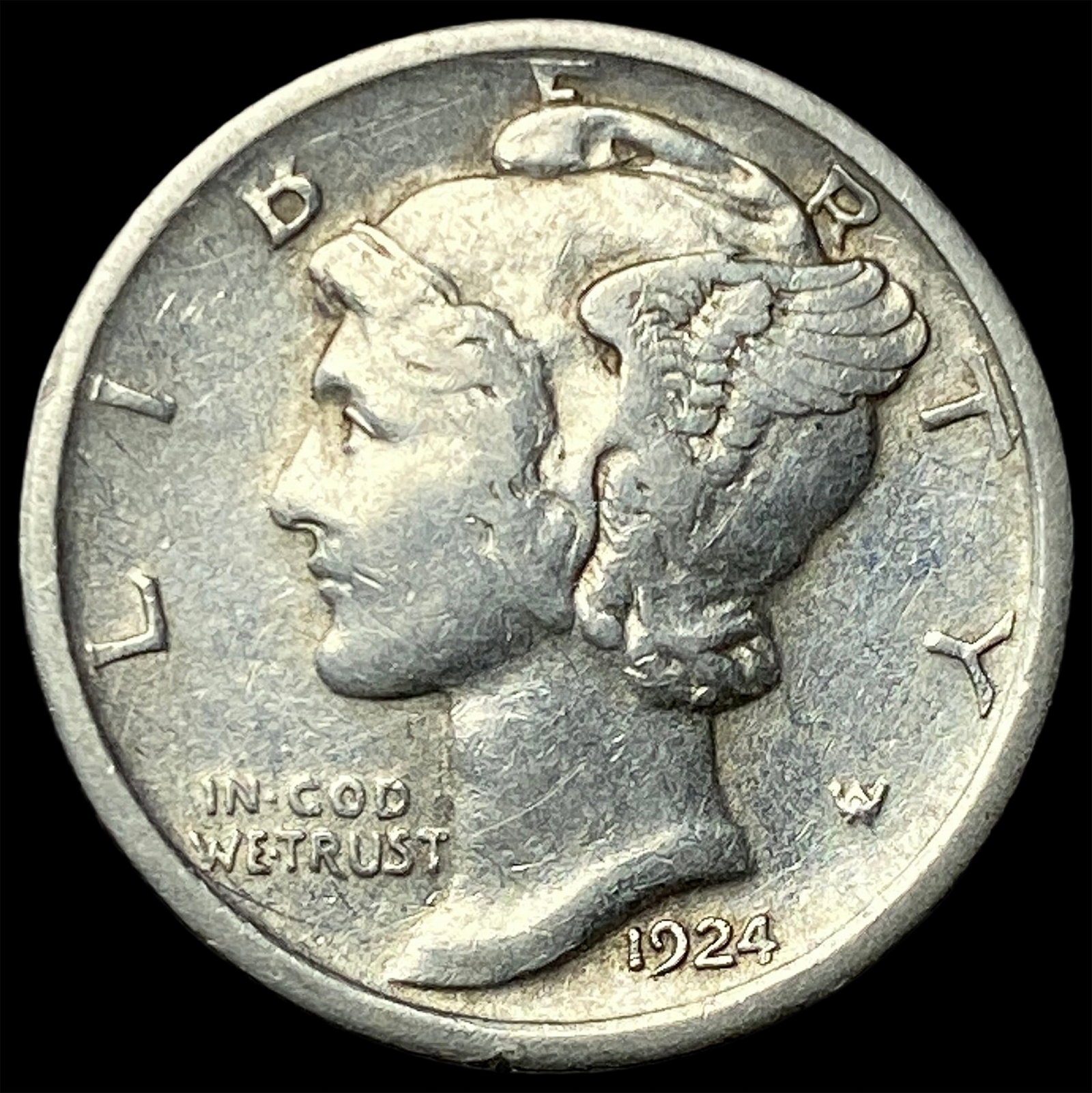 1924-S Silver Mercury Dime CLOSELY UNCIRCULATED (1 of 2)