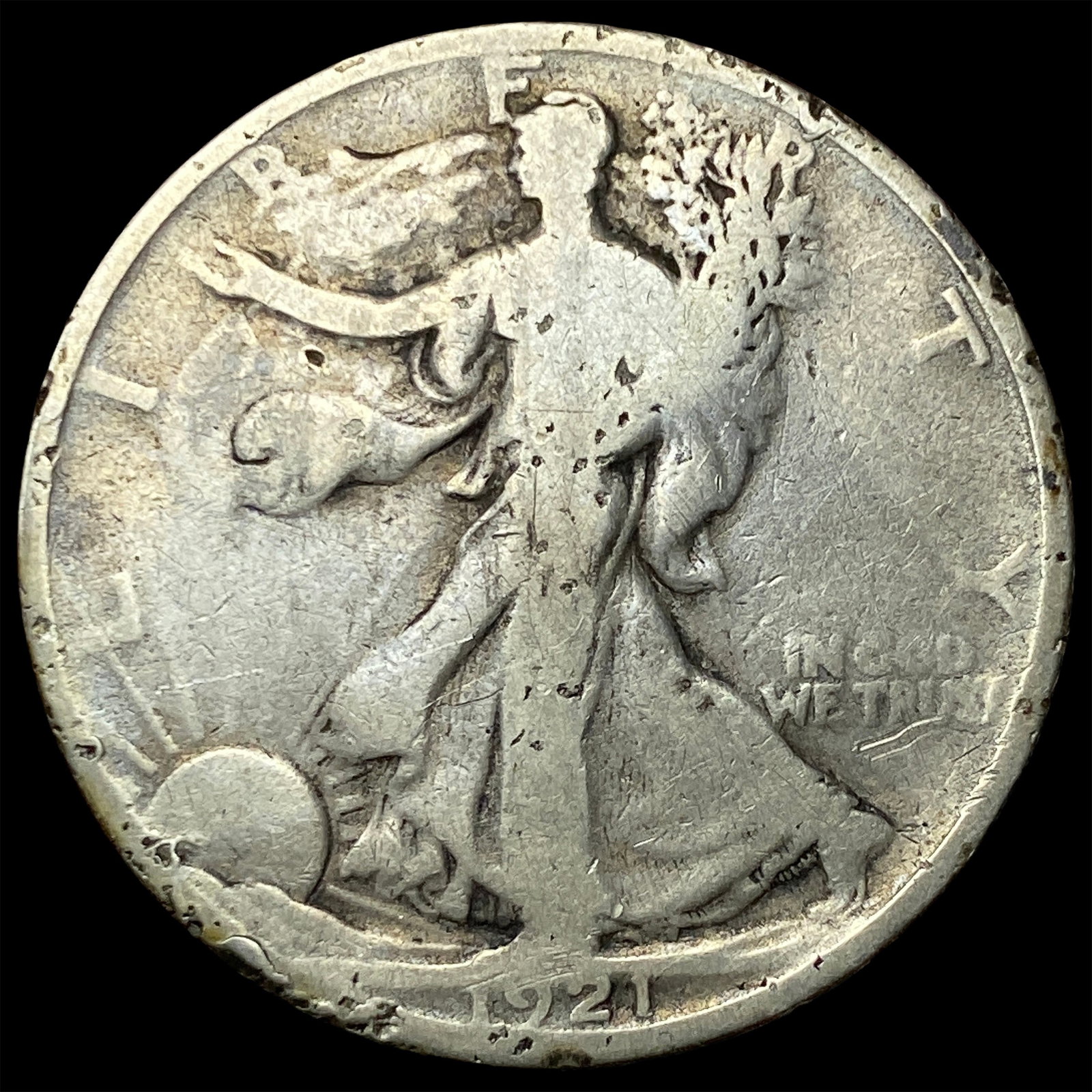 1921-D Silver Half Dollar Walking Liberty NICELY CIRCULATED: 1921-D Silver Half Dollar Walking Liberty NICELY CIRCULATED