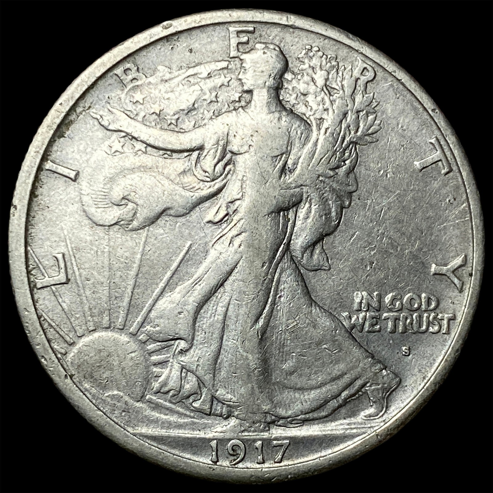 1917-S Silver Half Dollar NEARLY UNCIRCULATED (1 of 2)