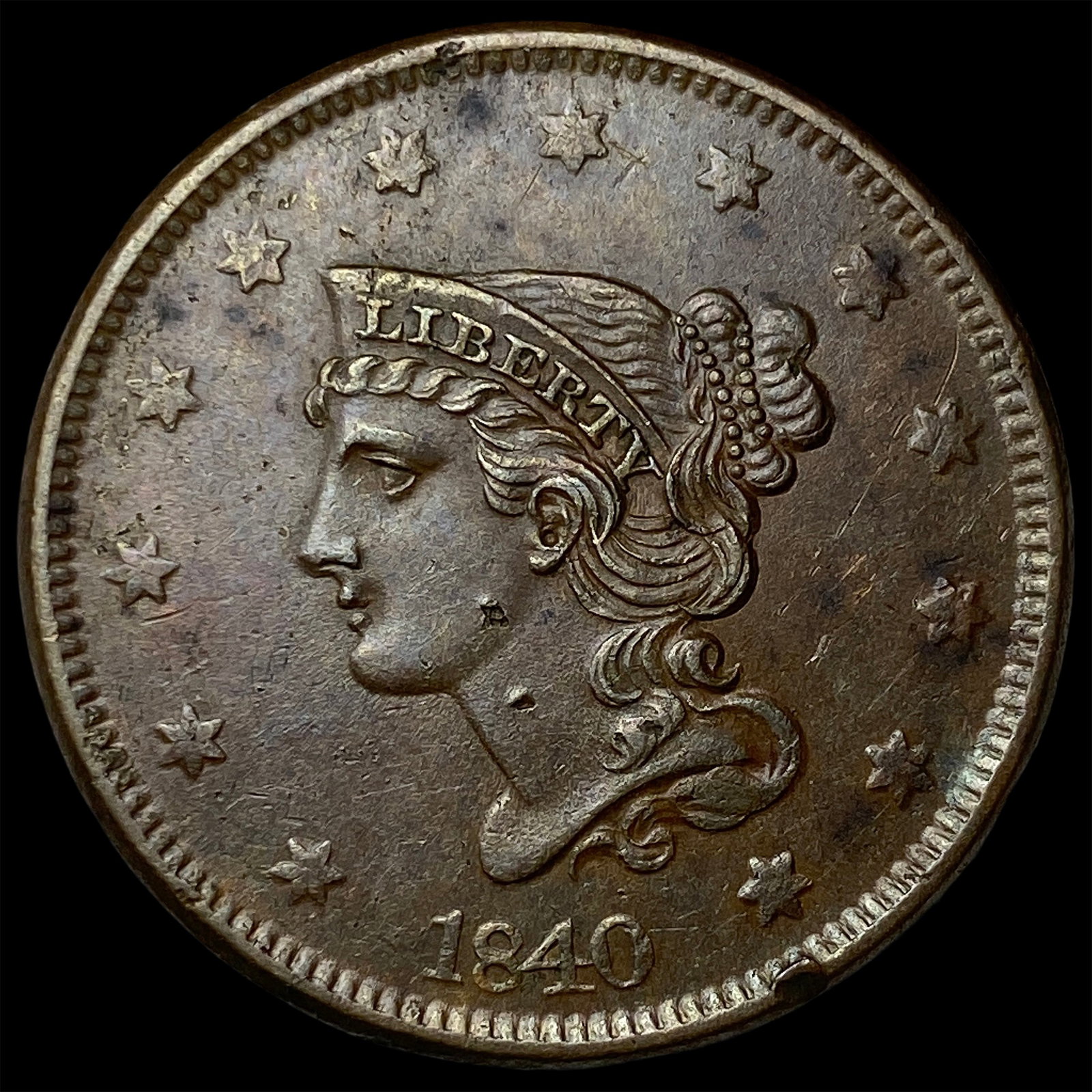 1840 Braided Hair Large Cent CHOICE AU (1 of 2)