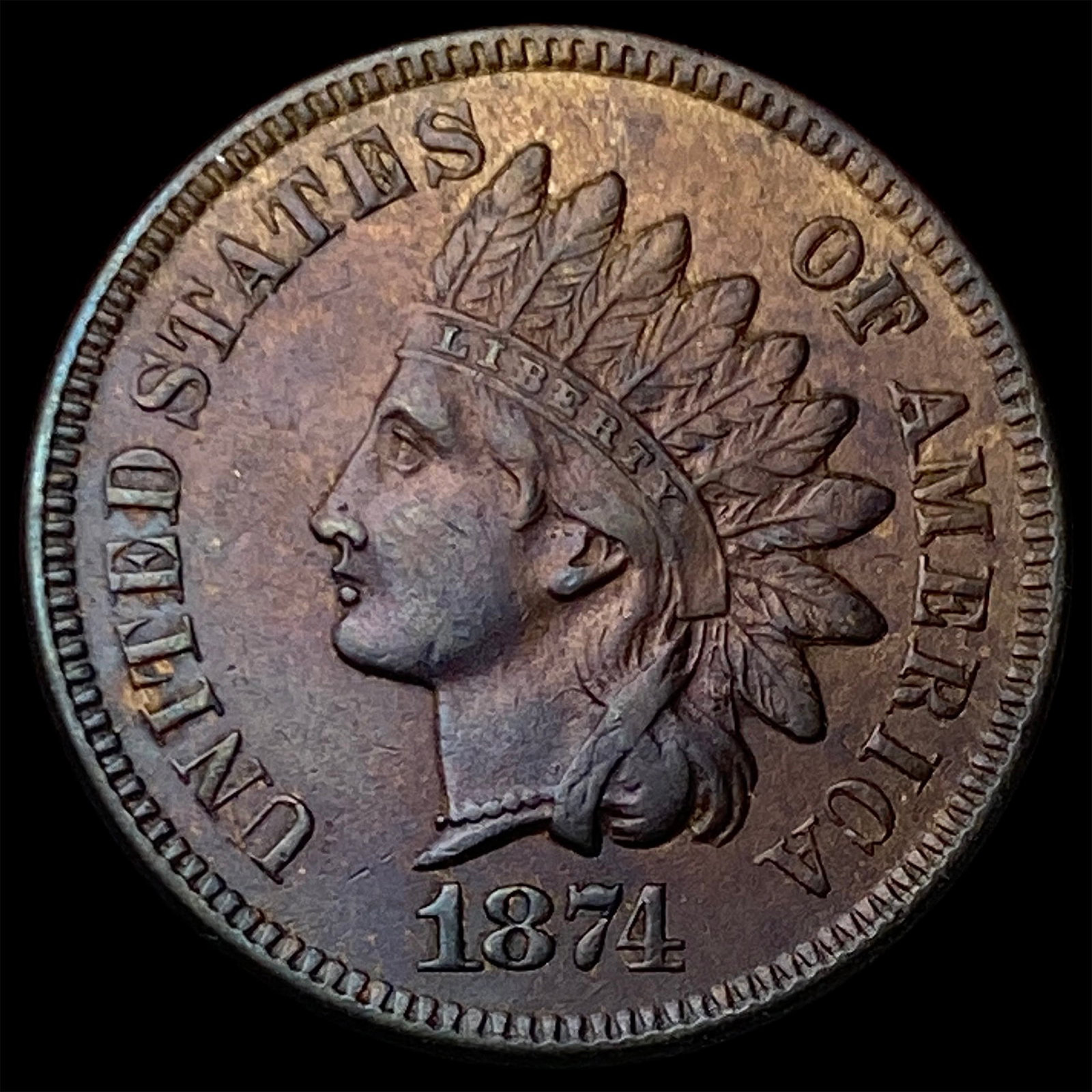 1874 Indian Head Cent CHOICE AU (1 of 2)