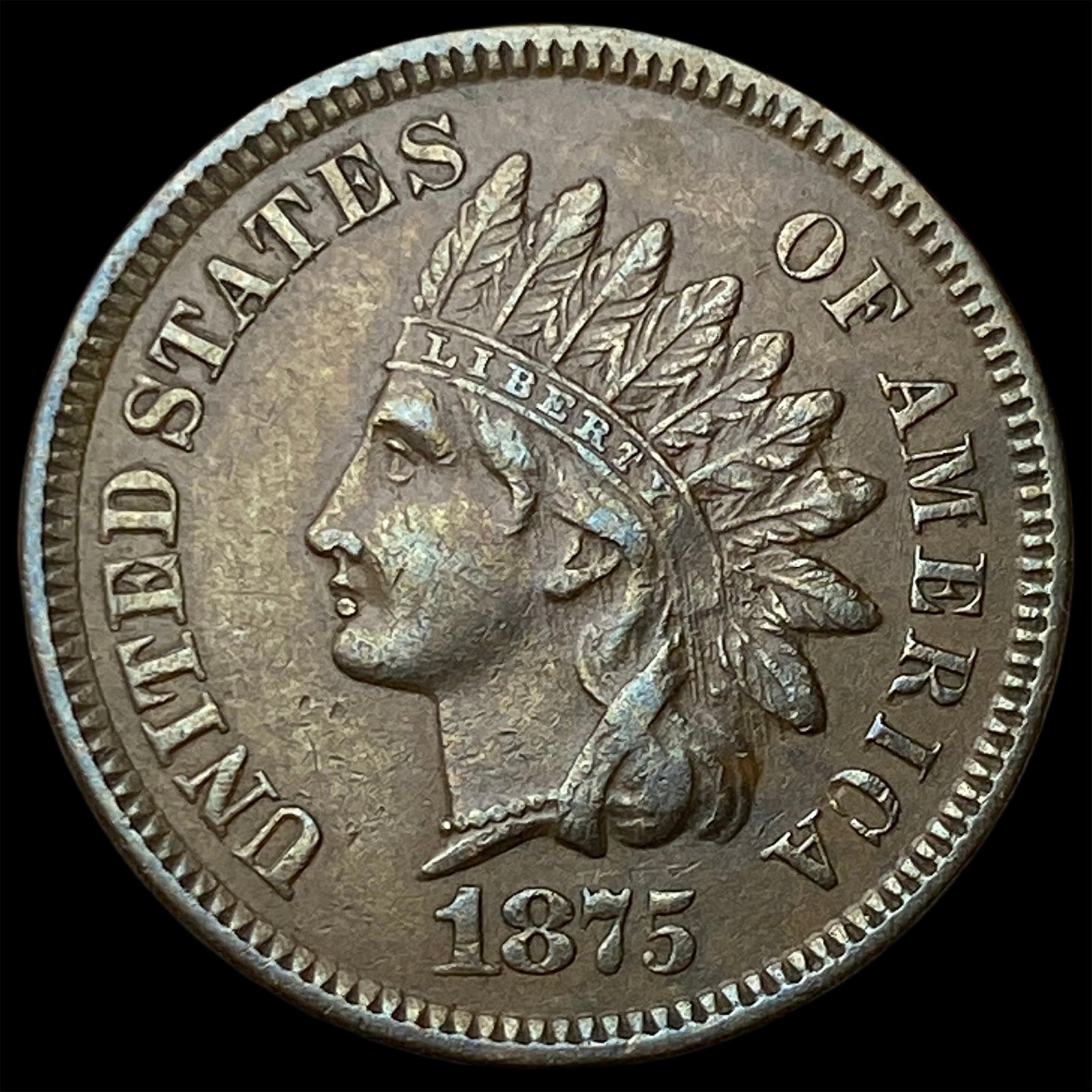 1875 Indian Head Cent CLOSELY UNCIRCULATED (1 of 2)