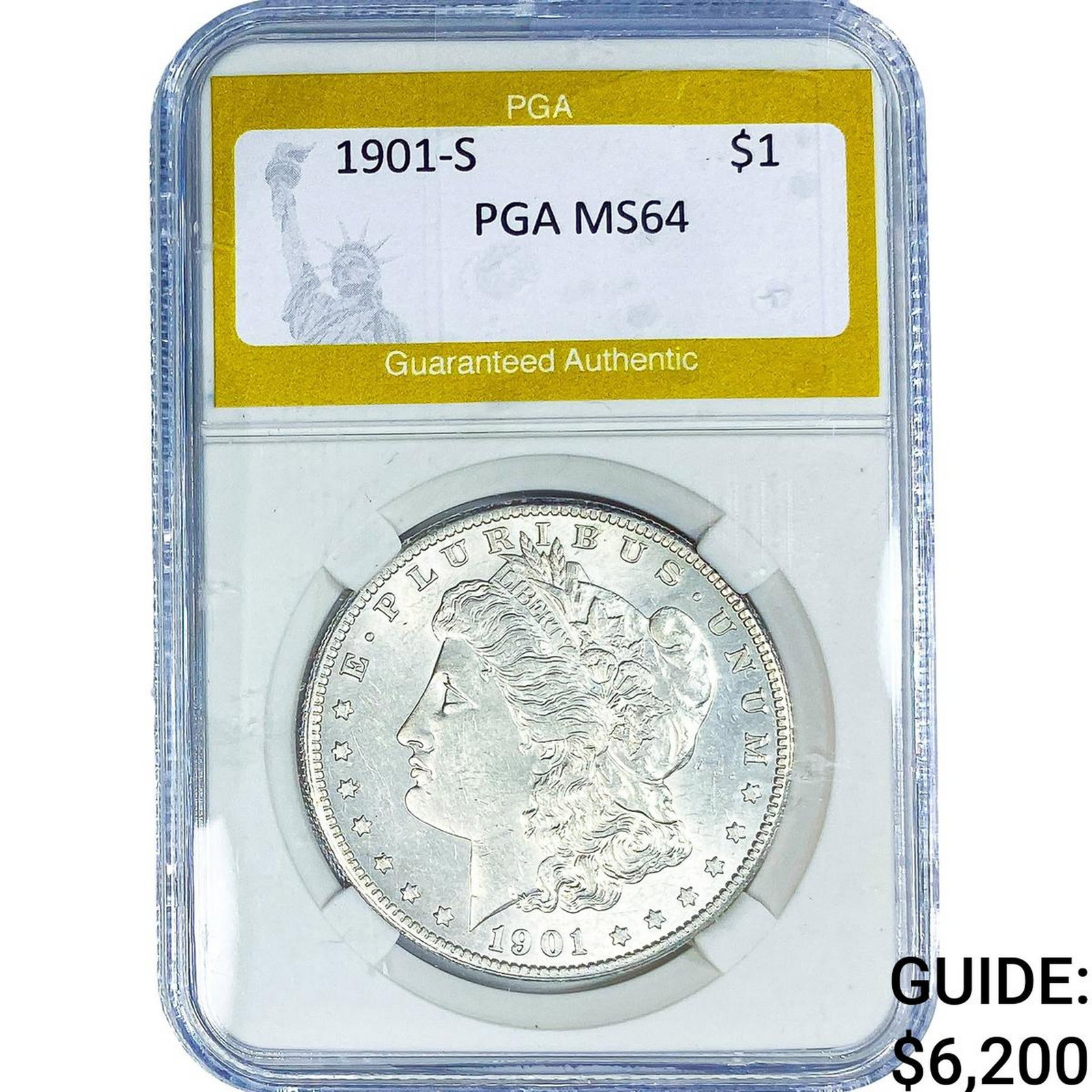 1901-S Morgan Silver Dollar PGA MS64: 1901-S Morgan Silver Dollar PGA MS64