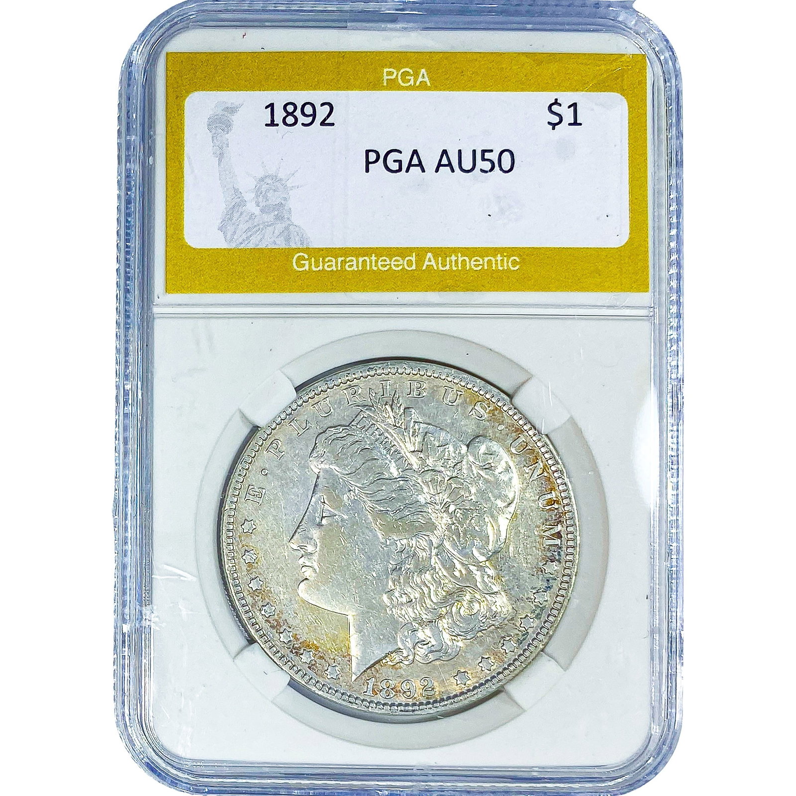 1892 Morgan Silver Dollar PGA AU50: 1892 Morgan Silver Dollar PGA AU50
