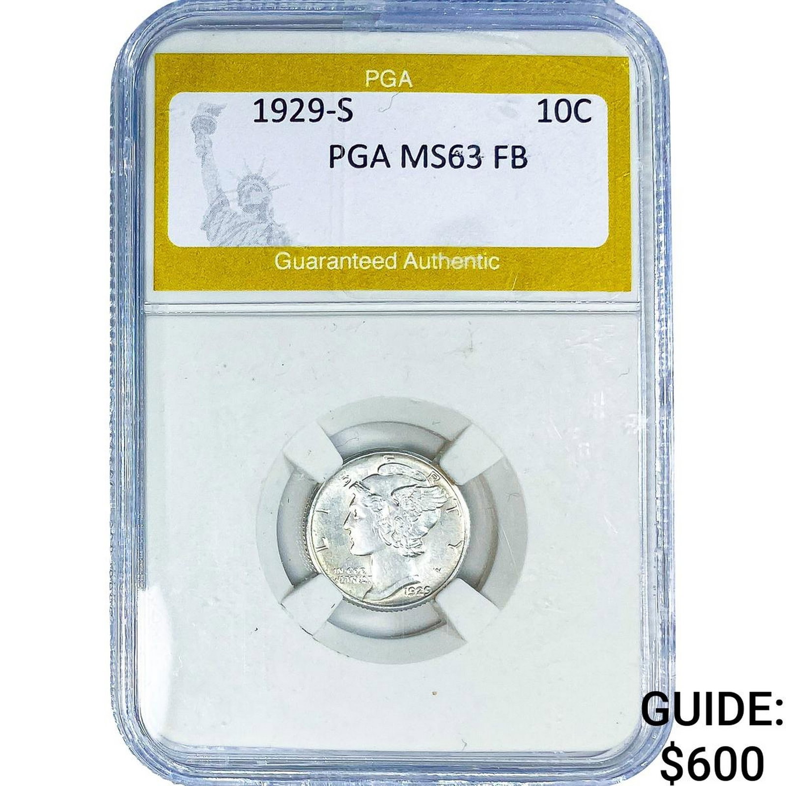 1929-S Mercury Silver Dime PGA MS63 FB (1 of 2)