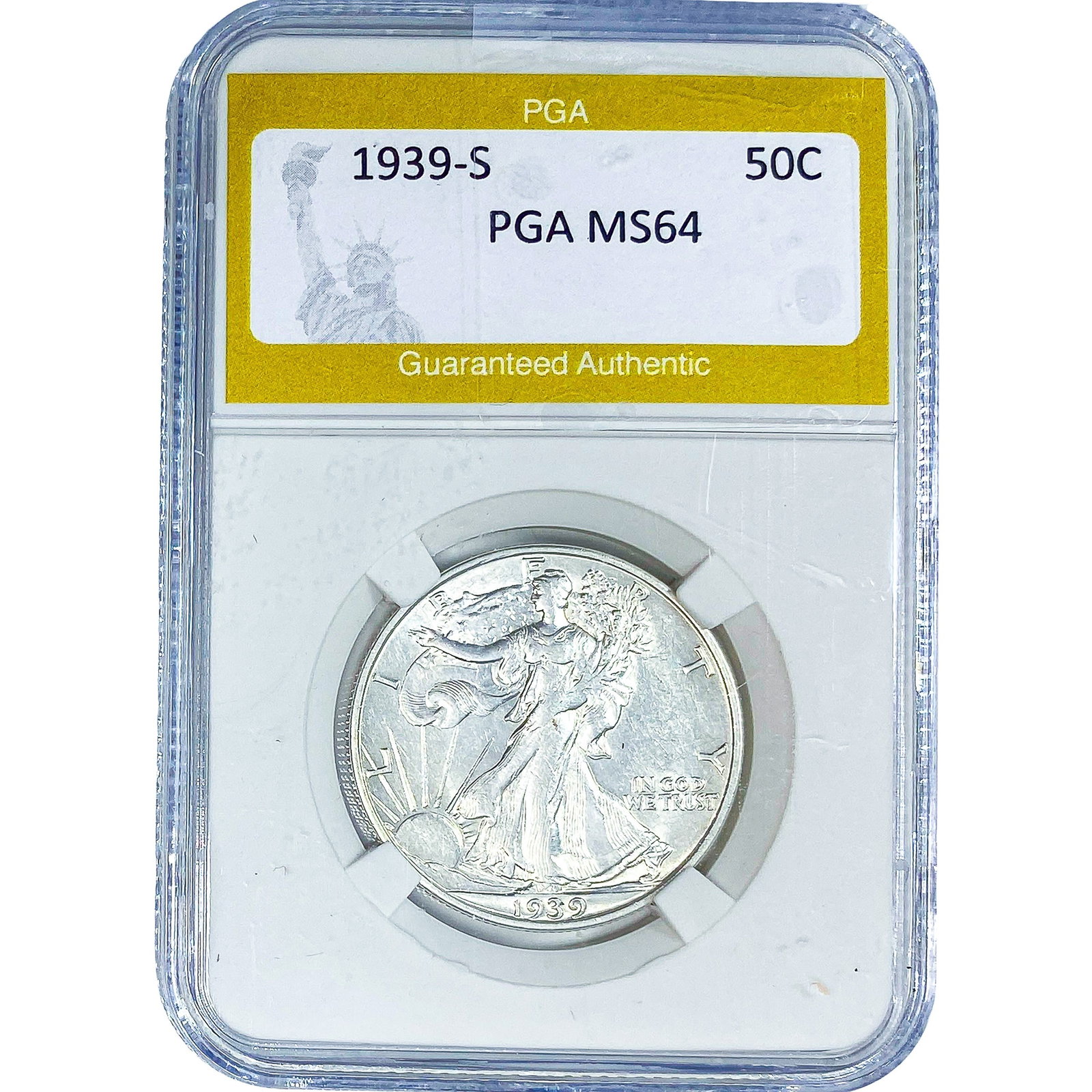 1939-S Walking Liberty Half Dollar PGA MS64: 1939-S Walking Liberty Half Dollar PGA MS64