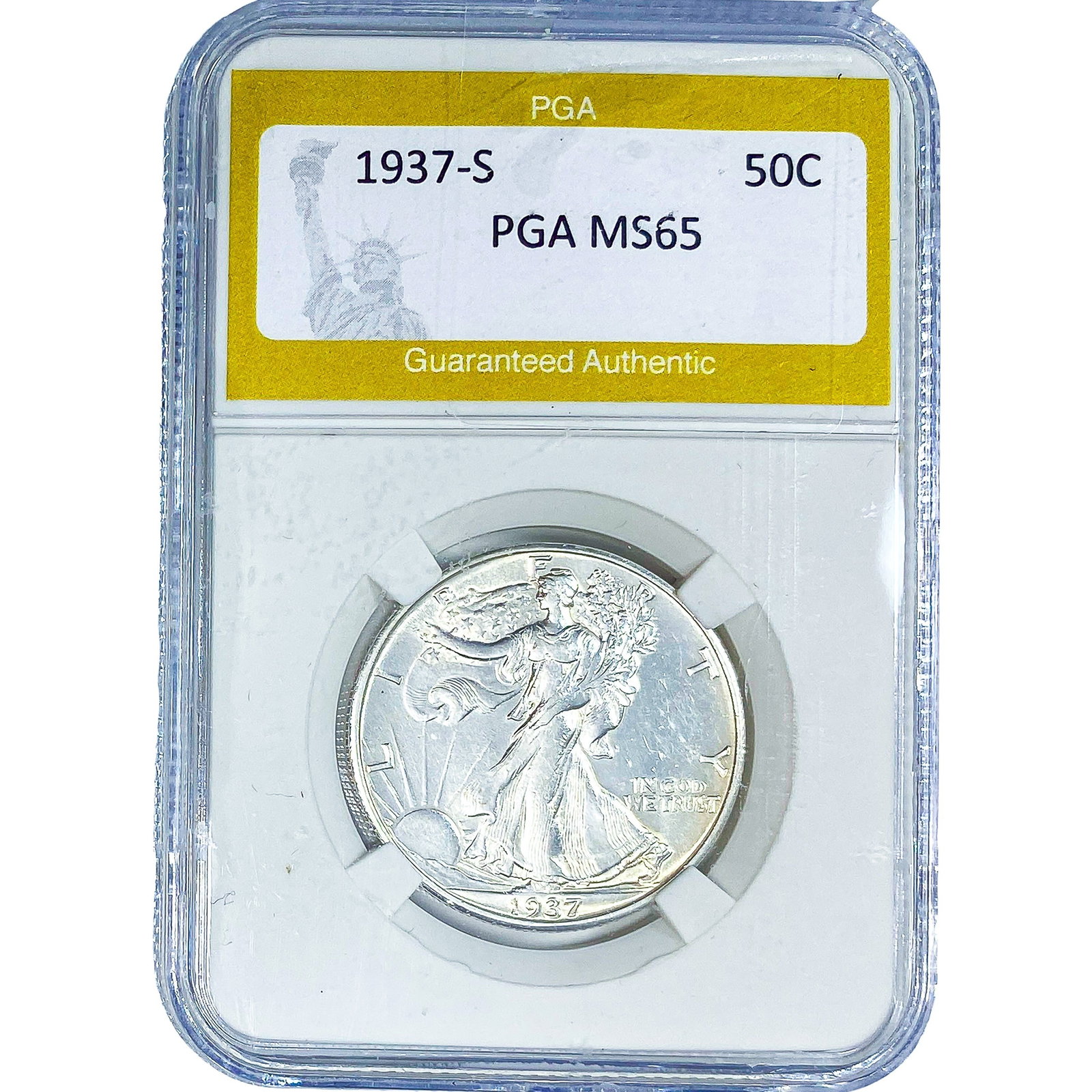 1937-S Walking Liberty Half Dollar PGA MS65: 1937-S Walking Liberty Half Dollar PGA MS65