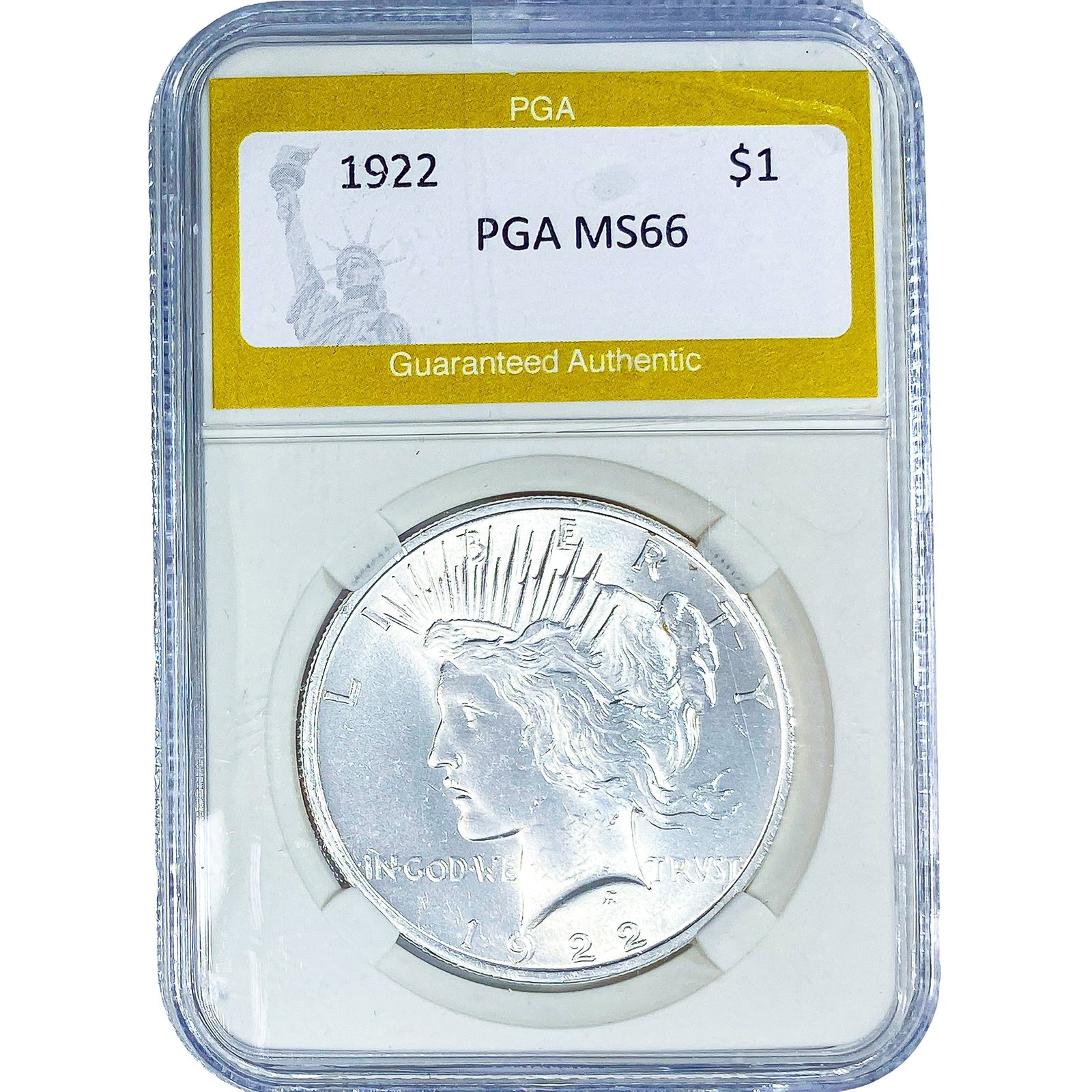1922 Silver Peace Dollar PGA MS66: 1922 Silver Peace Dollar PGA MS66
