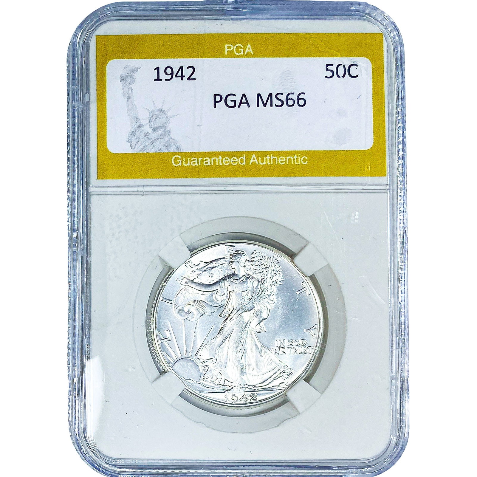 1942 Walking Liberty Half Dollar PGA MS66: 1942 Walking Liberty Half Dollar PGA MS66