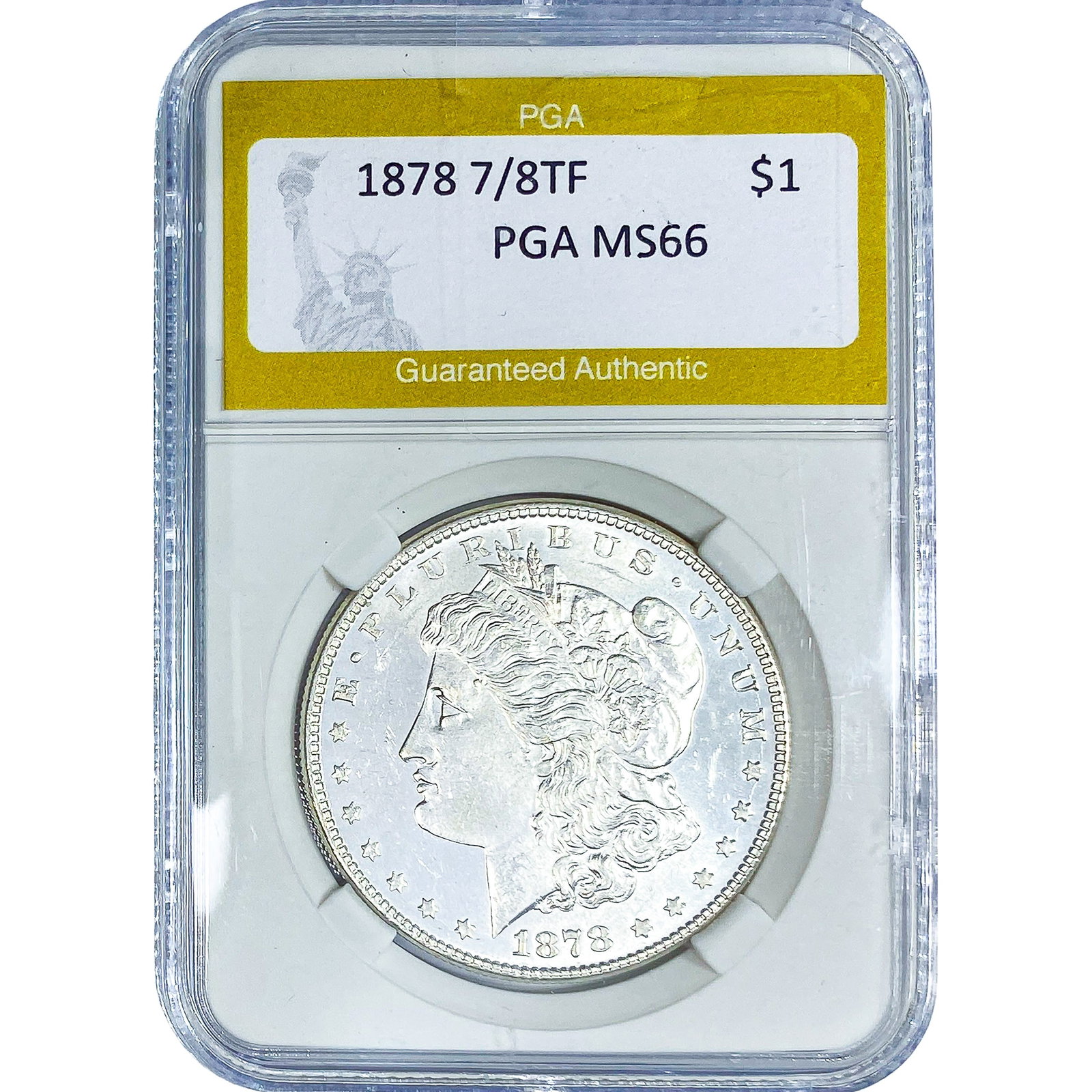 1878 7/8TF Morgan Silver Dollar PGA MS66: 1878 7/8TF Morgan Silver Dollar PGA MS66