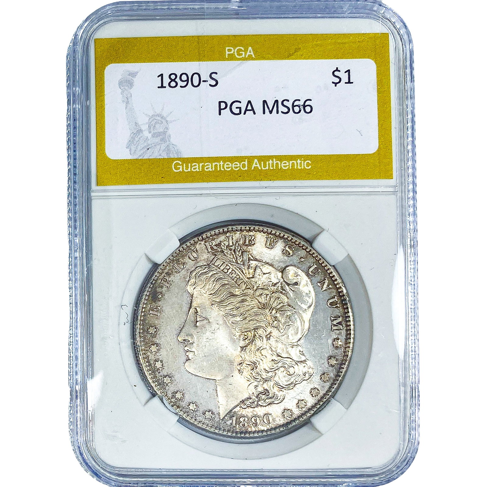 1890-S Morgan Silver Dollar PGA MS66: 1890-S Morgan Silver Dollar PGA MS66