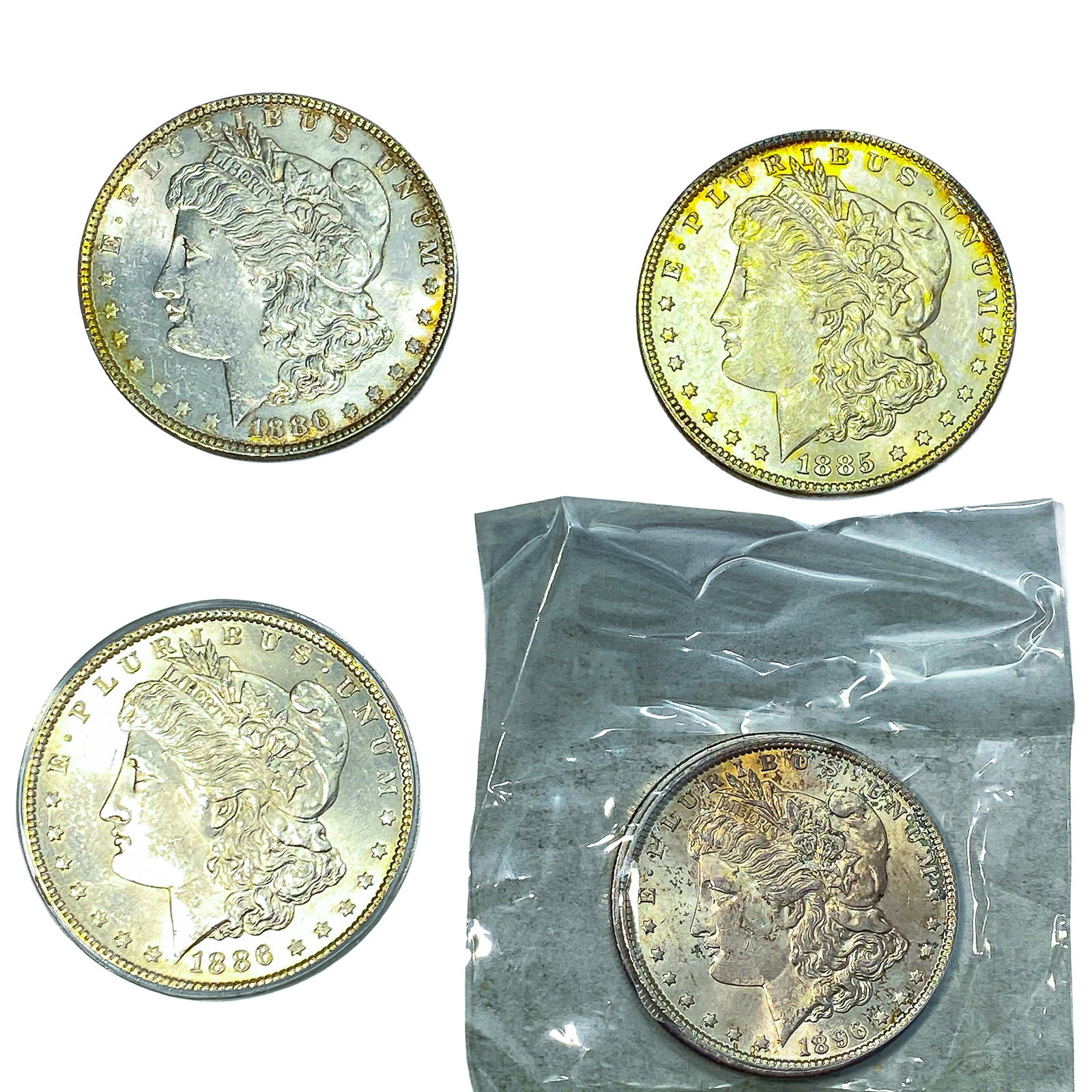 [4 Coins] 1885-1896 Morgan Silver Dollar (1 of 2)