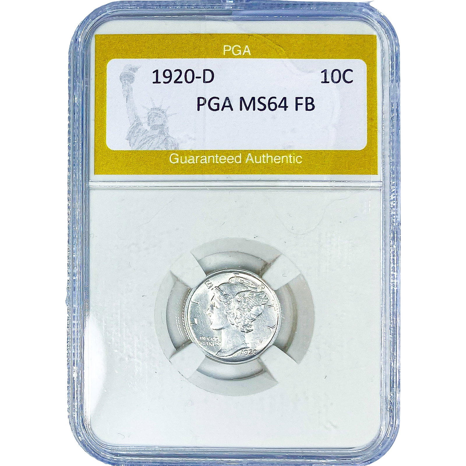 1920-D Mercury Silver Dime PGA MS64 FB (1 of 2)