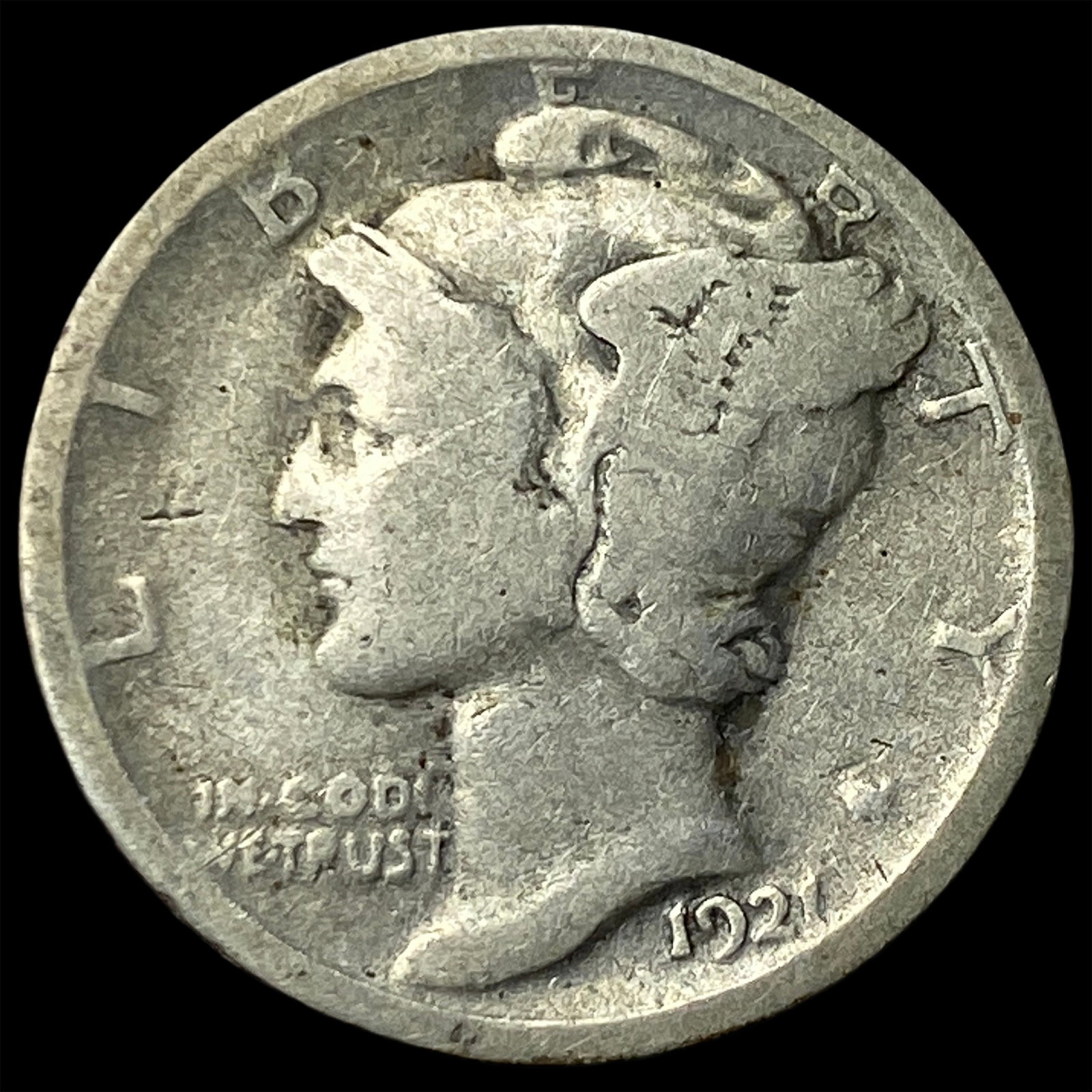 1921 Silver Mercury Dime LIGHTLY CIRCULATED (1 of 2)