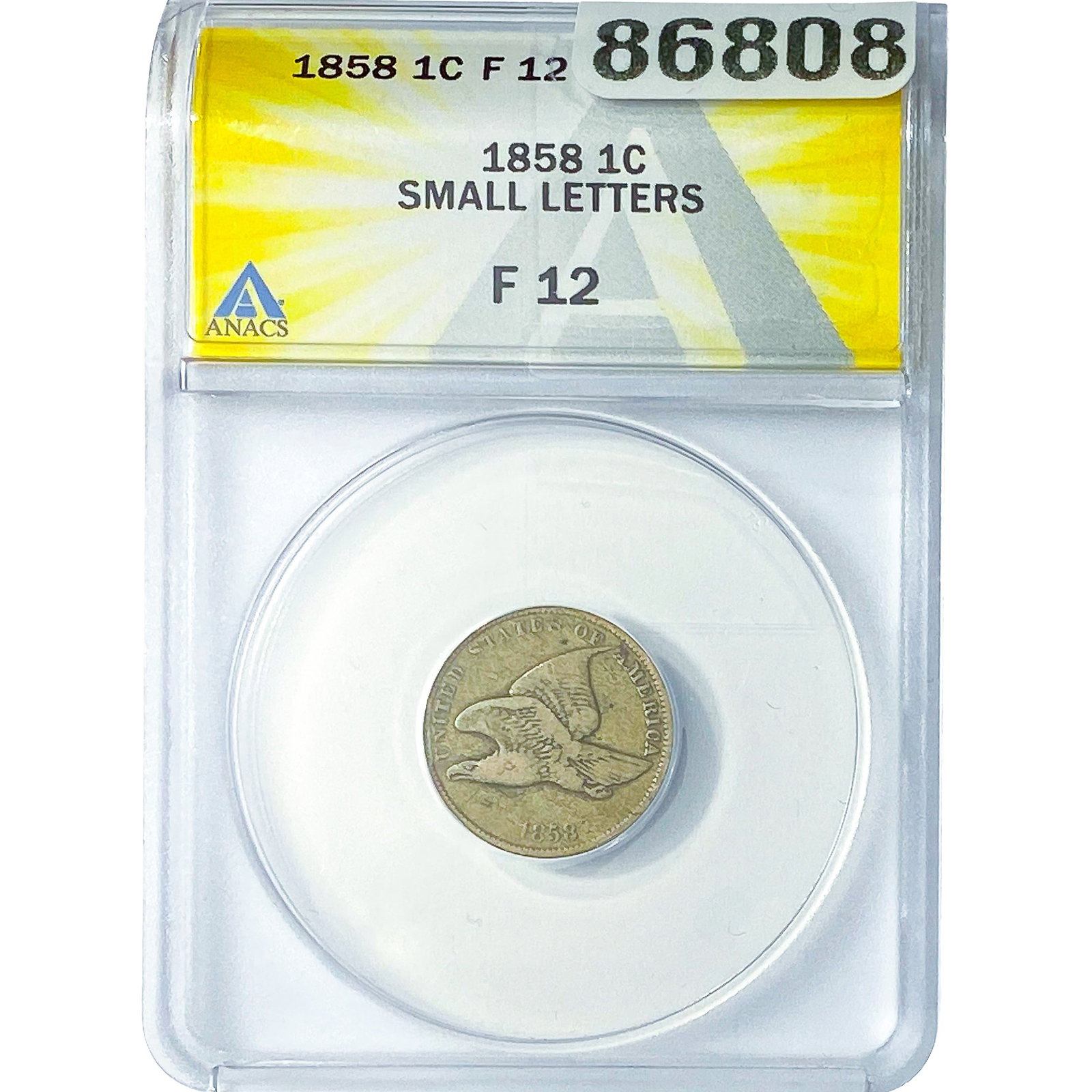 1858 Flying Eagle Cent ANACS F12 Small Letters (1 of 2)