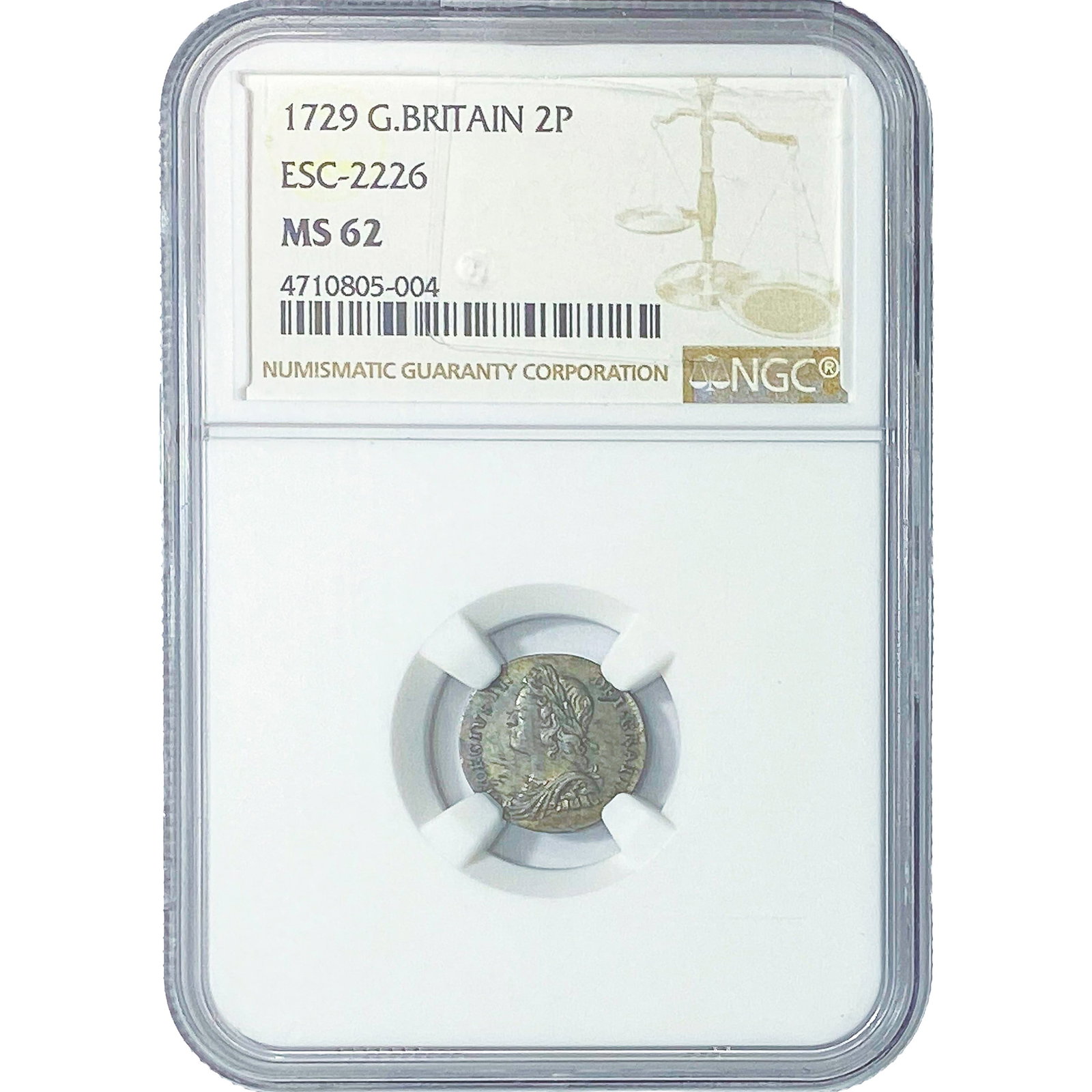 1729 Great Britain Silver 2 Pence NGC MS62 (1 of 2)