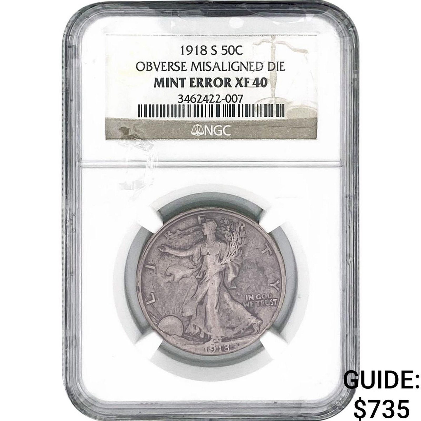 1918-S Walking Liberty Half Dollar Mint Error (1 of 2)