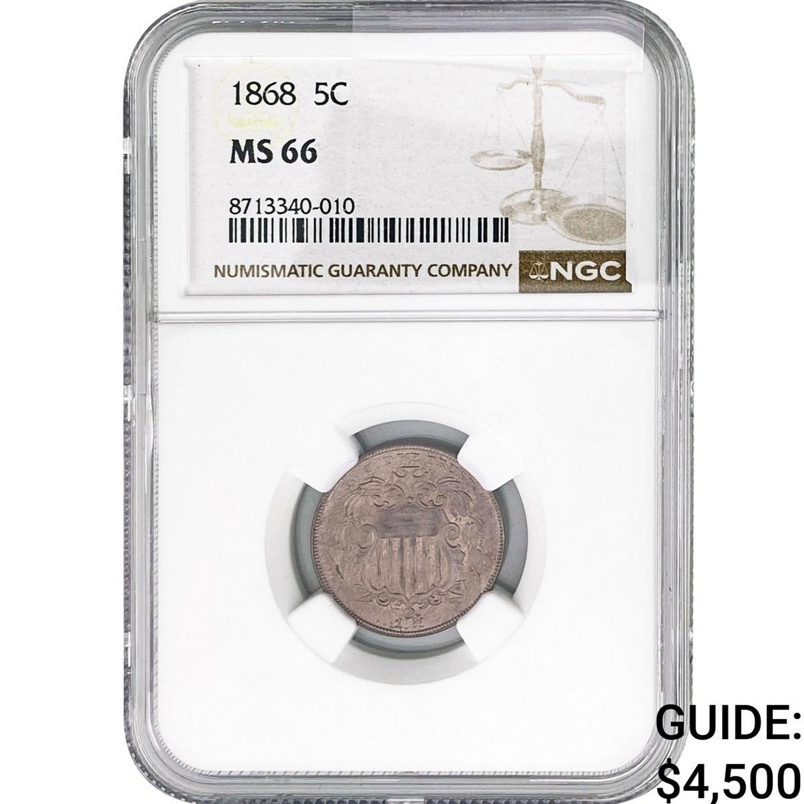 1868 Shield Nickel NGC MS66 (1 of 2)