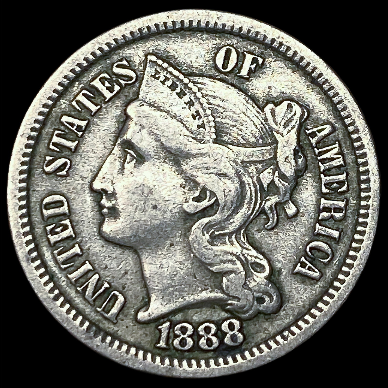 1888 Nickel Three-Cent Piece NEARLY UNCIRCULATED (1 of 2)