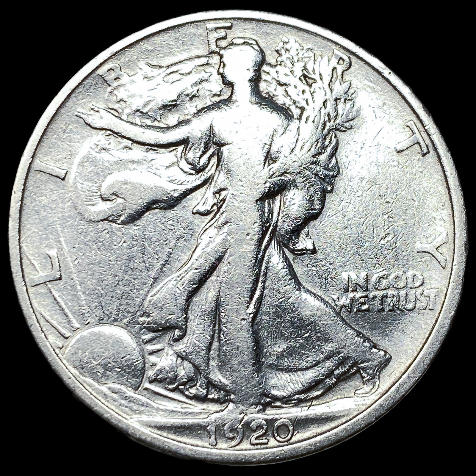 1920-S Silver Walking Liberty Half Dollar CLOSELY UNCIRCULATED: 1920-S Silver Walking Liberty Half Dollar CLOSELY UNCIRCULATED