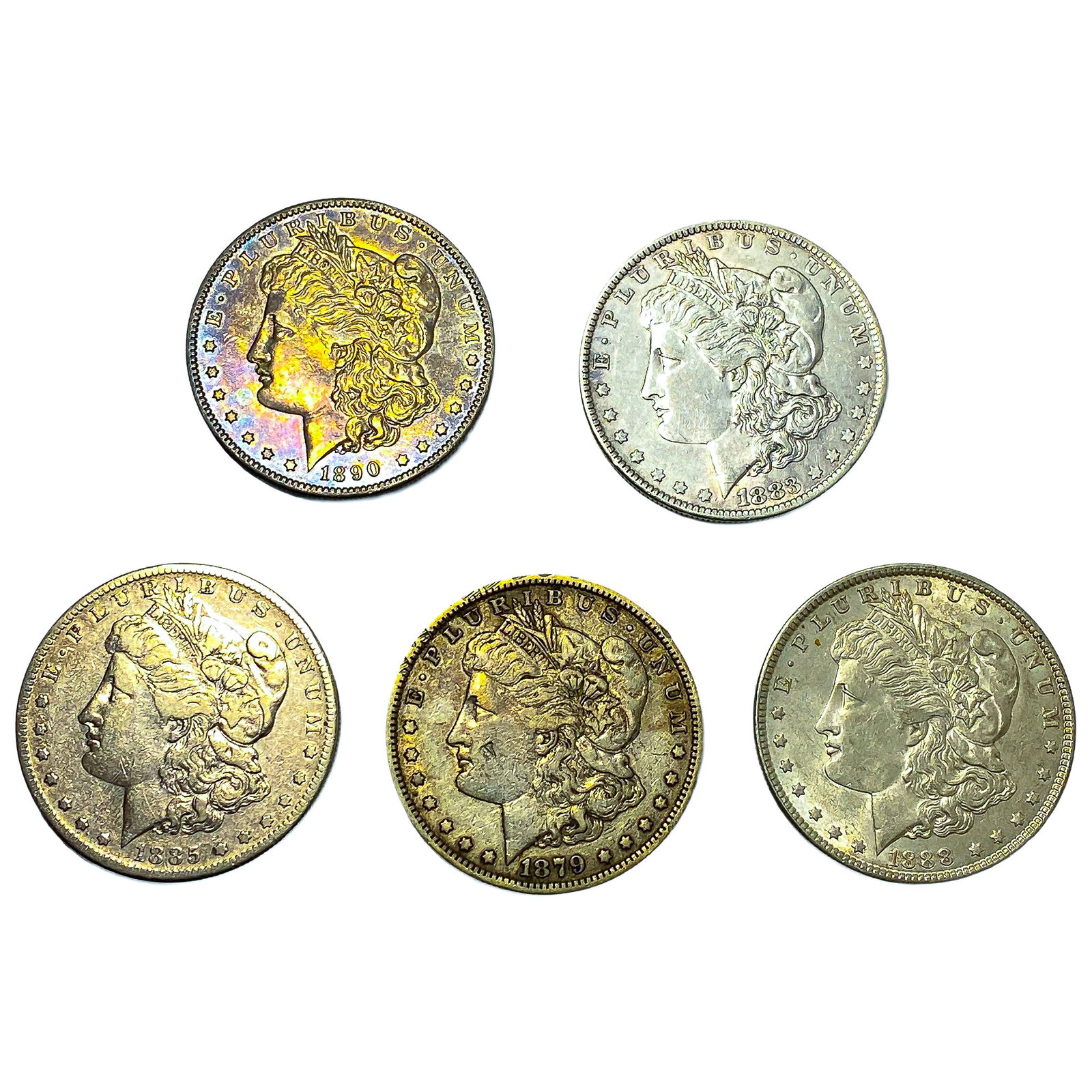 [5 Coins] 1879-1890 Morgan Silver Dollar: [5 Coins] 1879-1890 Morgan Silver Dollar