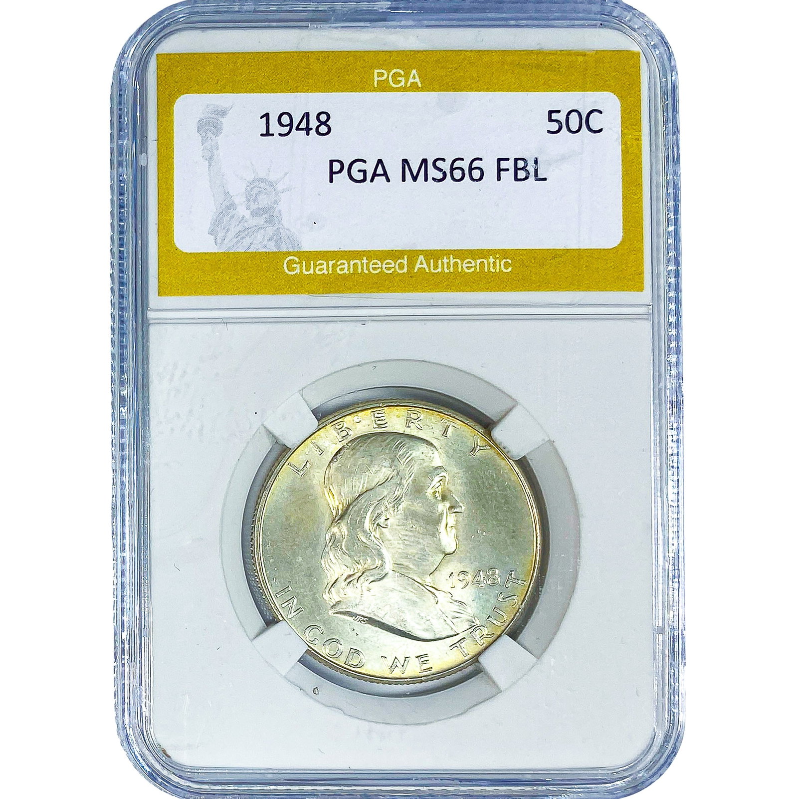 1948 Franklin Half Dollar PGA MS66 FBL: 1948 Franklin Half Dollar PGA MS66 FBL