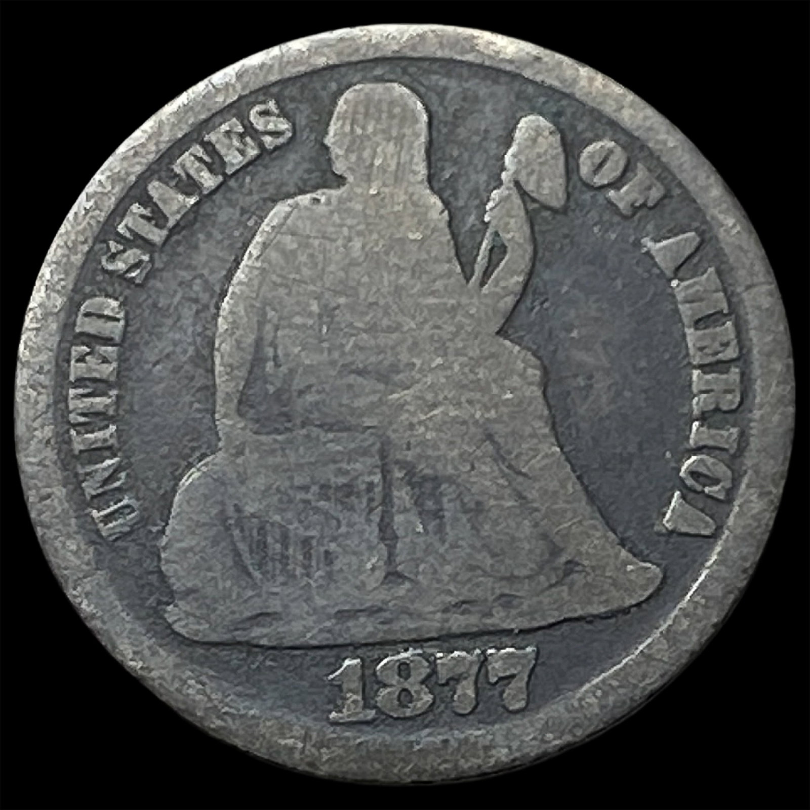 1877-CC Silver Seated Liberty Dime LIGHTLY CIRCULATED: 1877-CC Silver Seated Liberty Dime LIGHTLY CIRCULATED