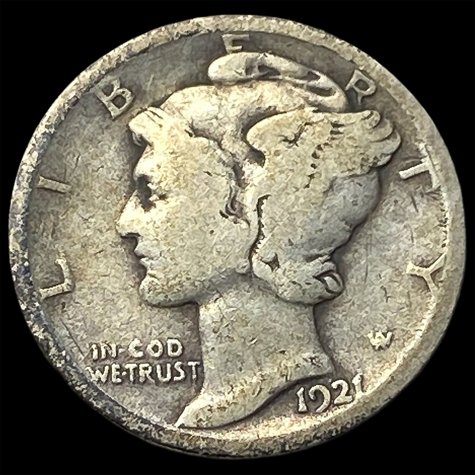 1921 Silver Mercury Dime LIGHTLY CIRCULATED (1 of 2)