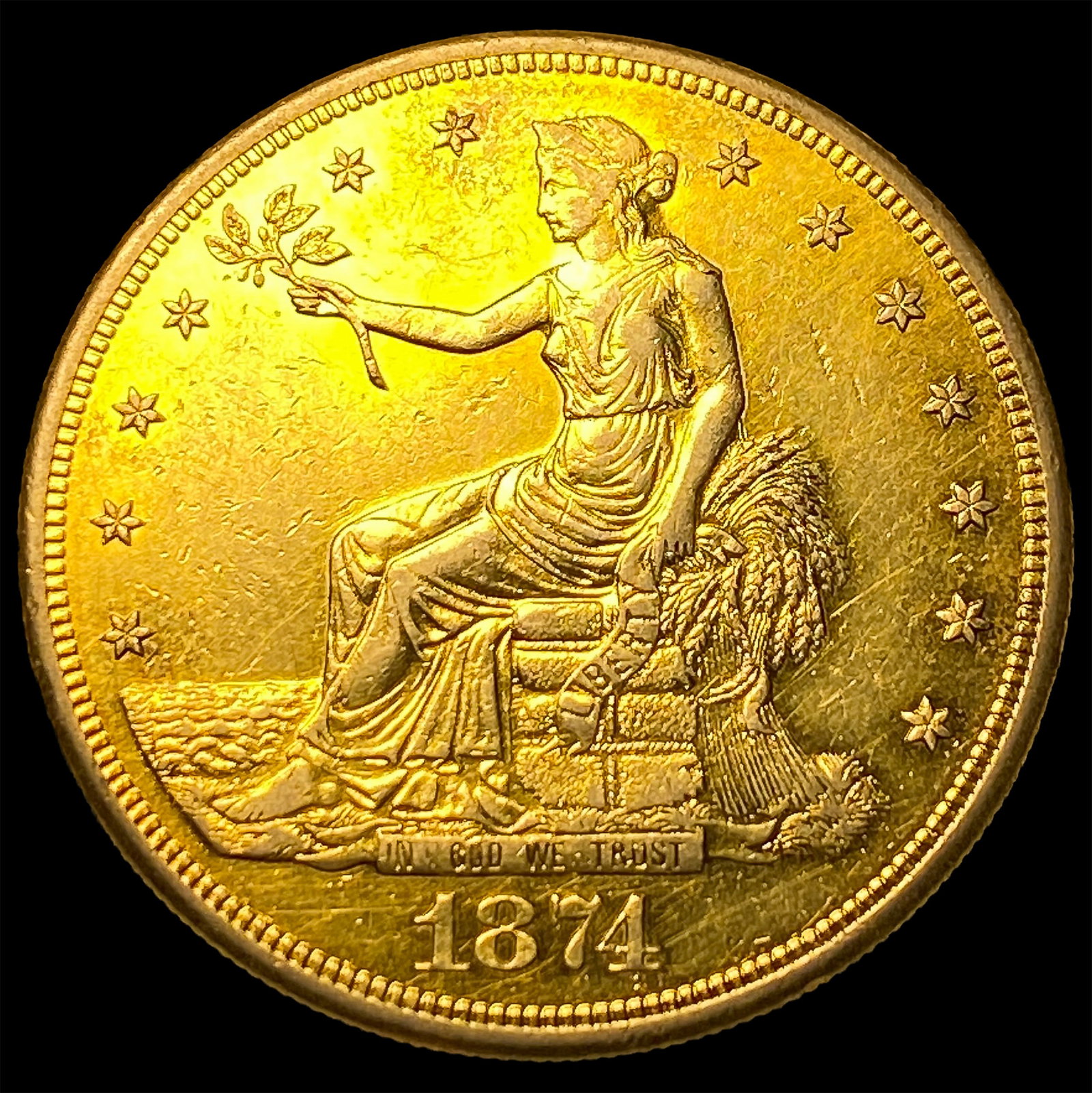 1874-S Silver Trade Dollar CLOSELY UNCIRCULATED: 1874-S Silver Trade Dollar CLOSELY UNCIRCULATED