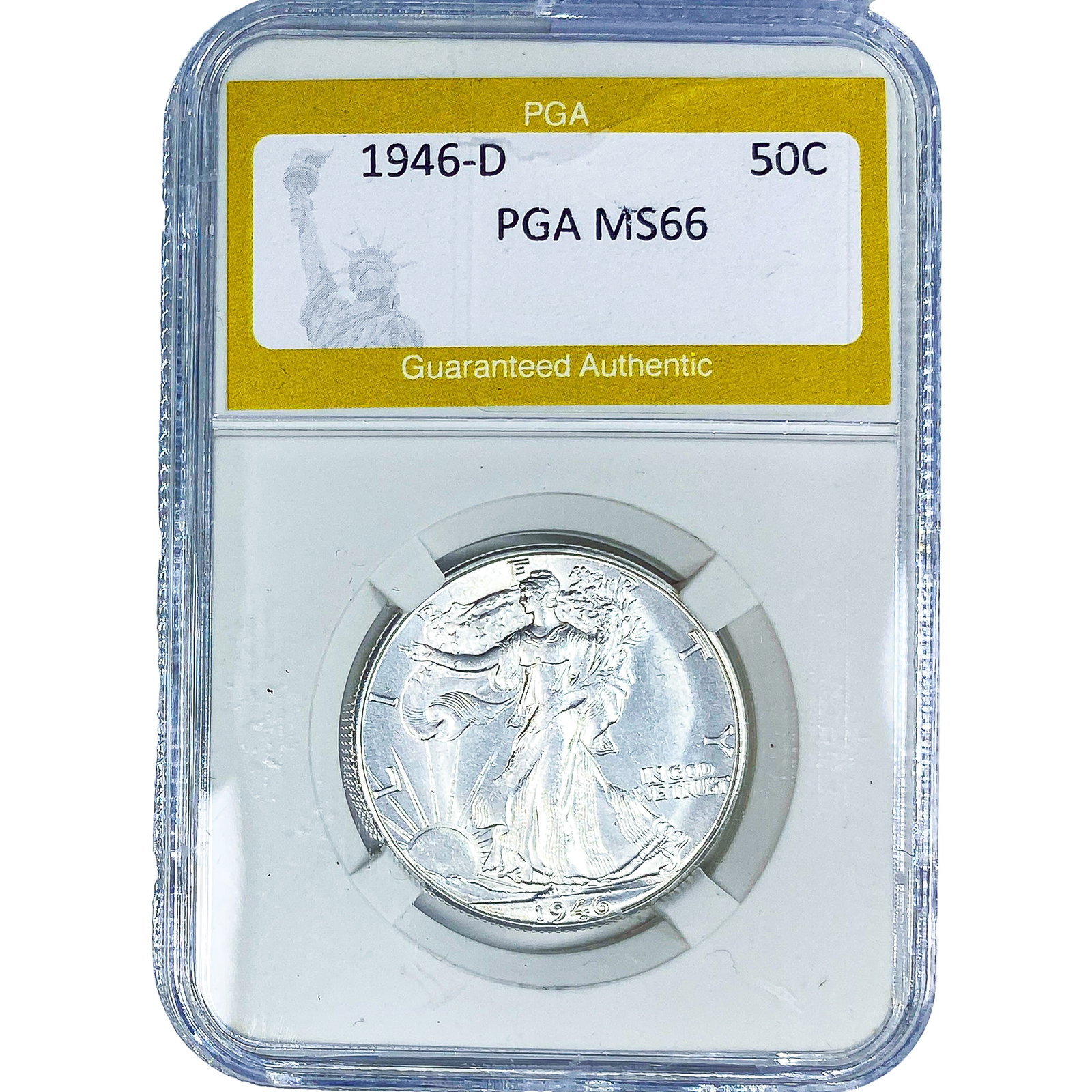 1946-D Walking Liberty Half Dollar PGA MS66: 1946-D Walking Liberty Half Dollar PGA MS66