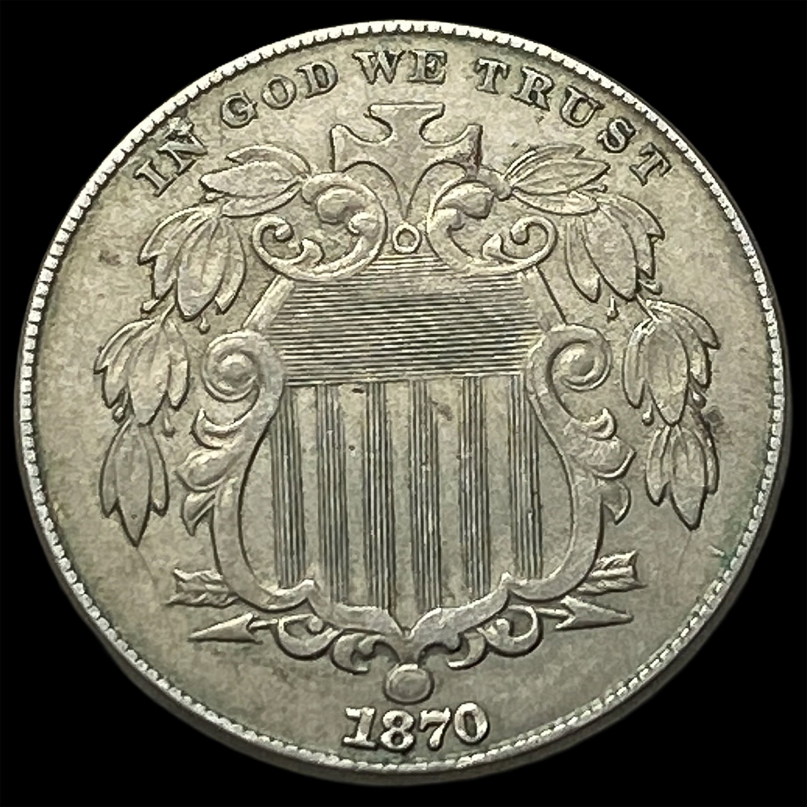 1870 Shield Nickel CLOSELY UNCIRCULATED (1 of 2)