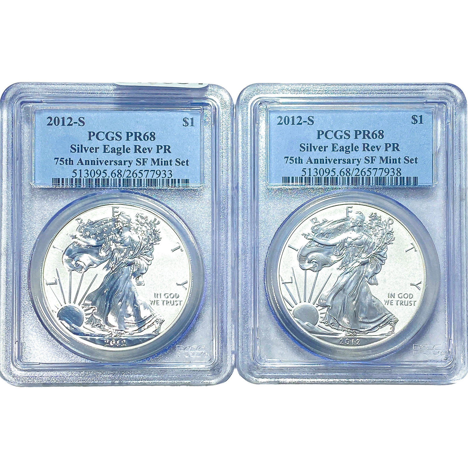 [2 Coins] 2012-S Silver Eagle PCGS PR68 (1 of 2)