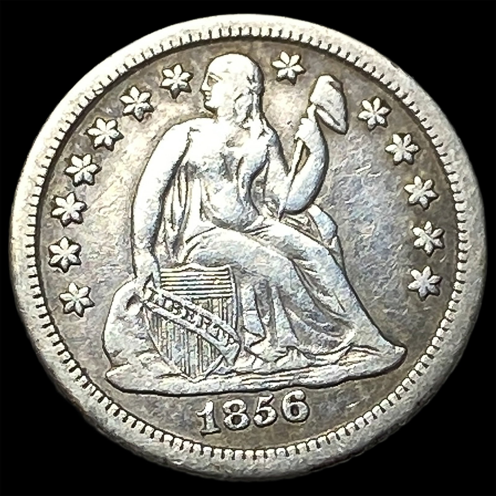 1856-O Silver Seated Liberty Dime NEARLY UNCIRCULATED (1 of 2)