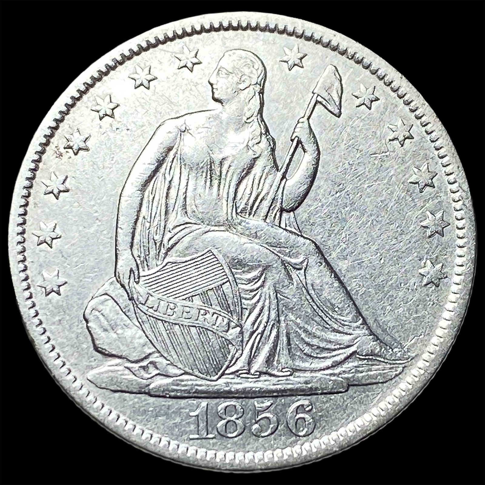 1856-O Silver Seated Liberty Half Dollar CLOSELY UNCIRCULATED (1 of 2)